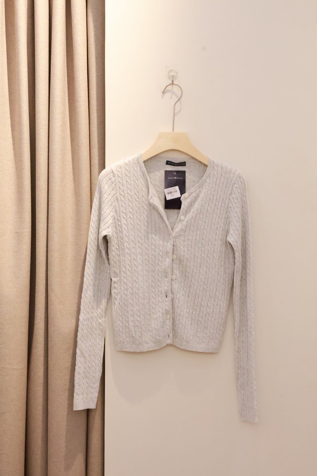 BRANDY Zoe Cable Knit Cardigan  -LIGHT GRAY