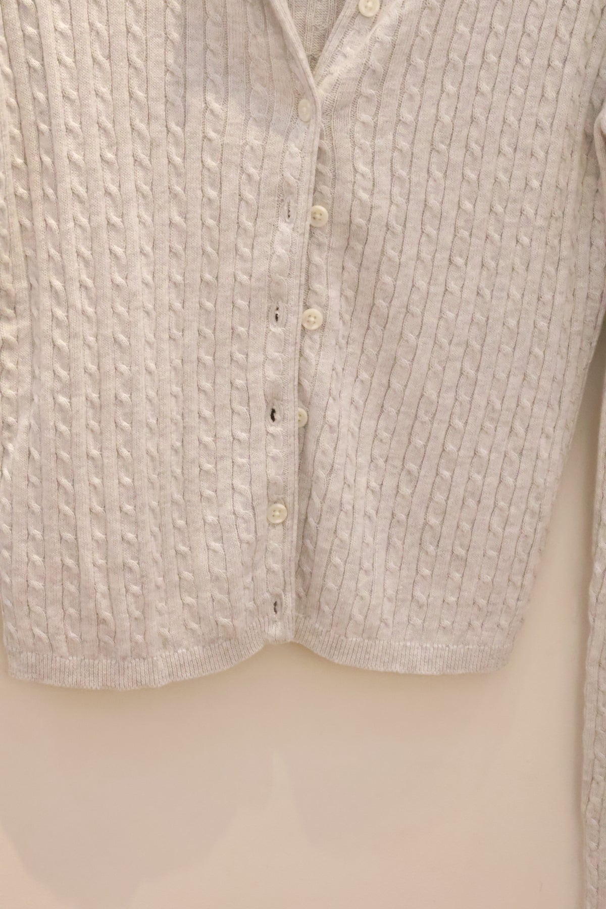 BRANDY Zoe Cable Knit Cardigan  -LIGHT GRAY