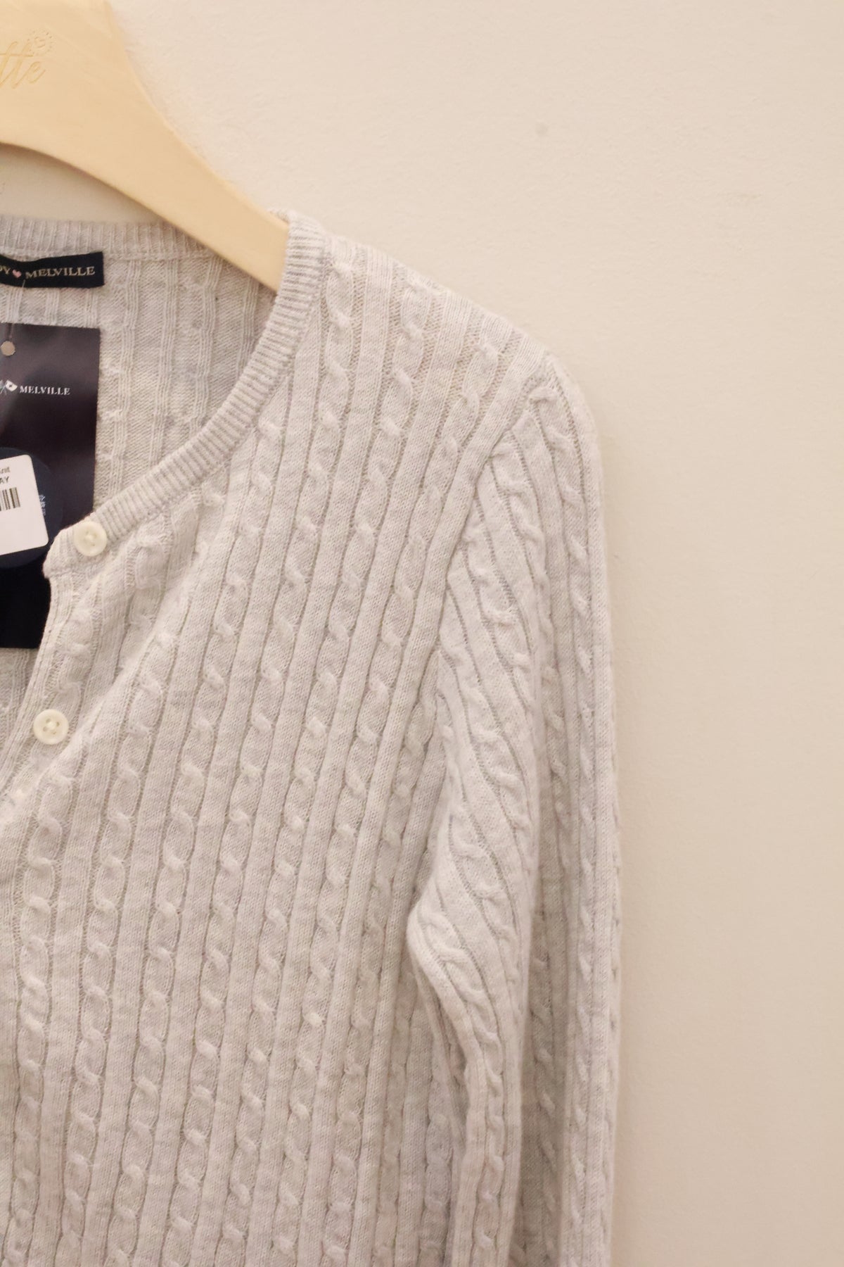 BRANDY Zoe Cable Knit Cardigan  -LIGHT GRAY
