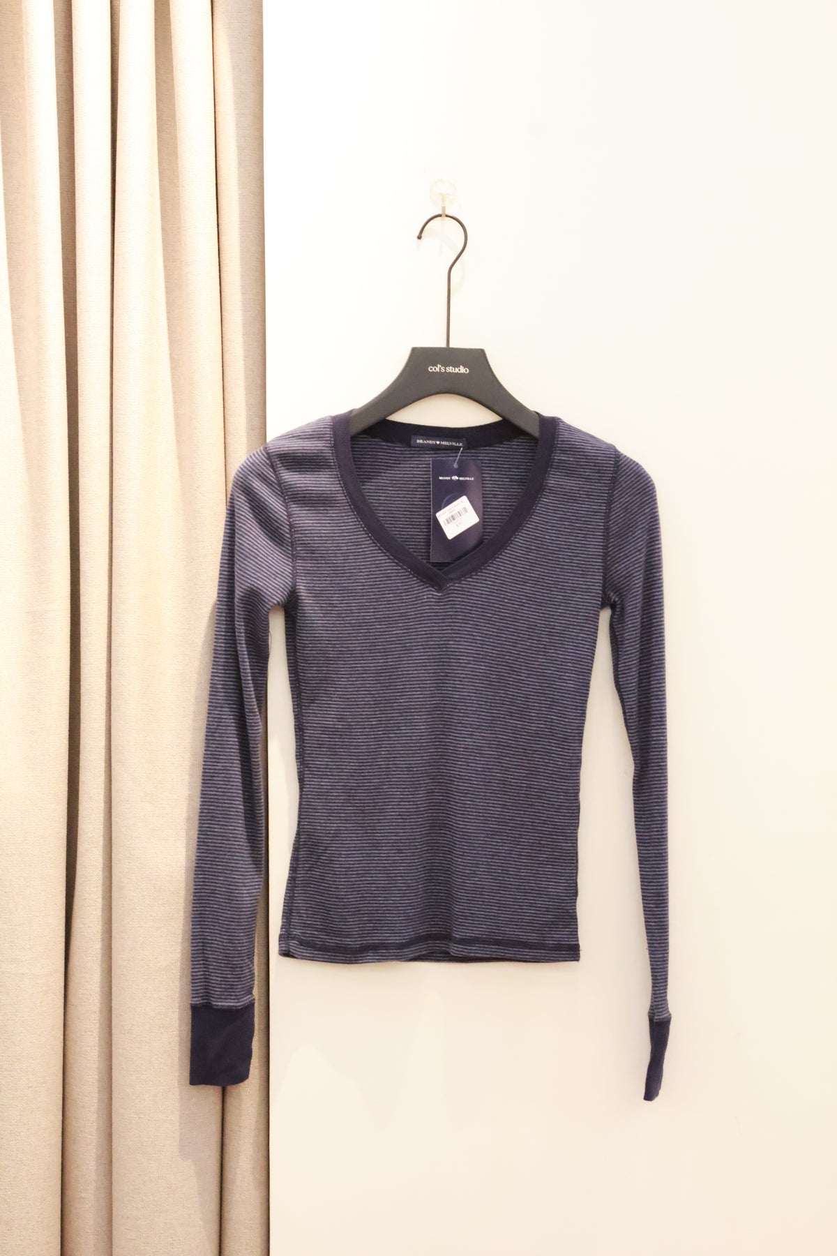 BRANDY Tania V-Neck Top- NAVY