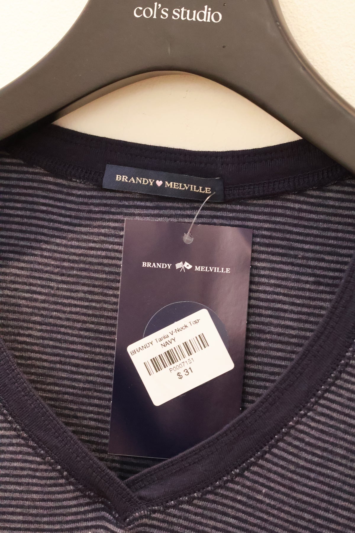 BRANDY Tania V-Neck Top- NAVY