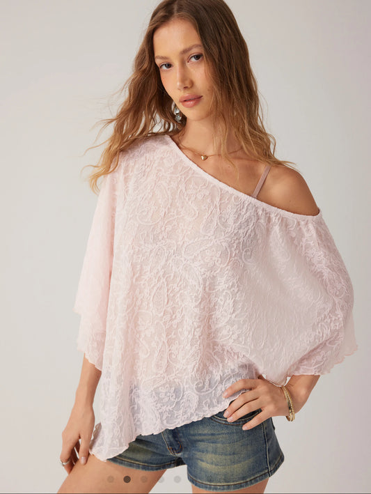 Cider Chiffon Asymmetrical Hem Poncho Top