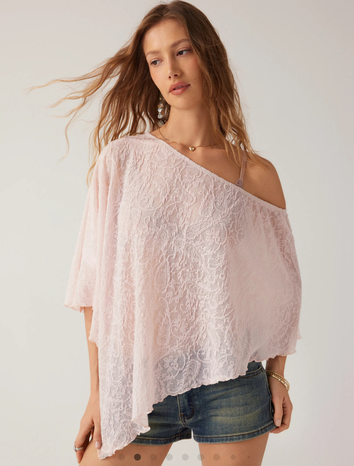 Cider Chiffon Asymmetrical Hem Poncho Top