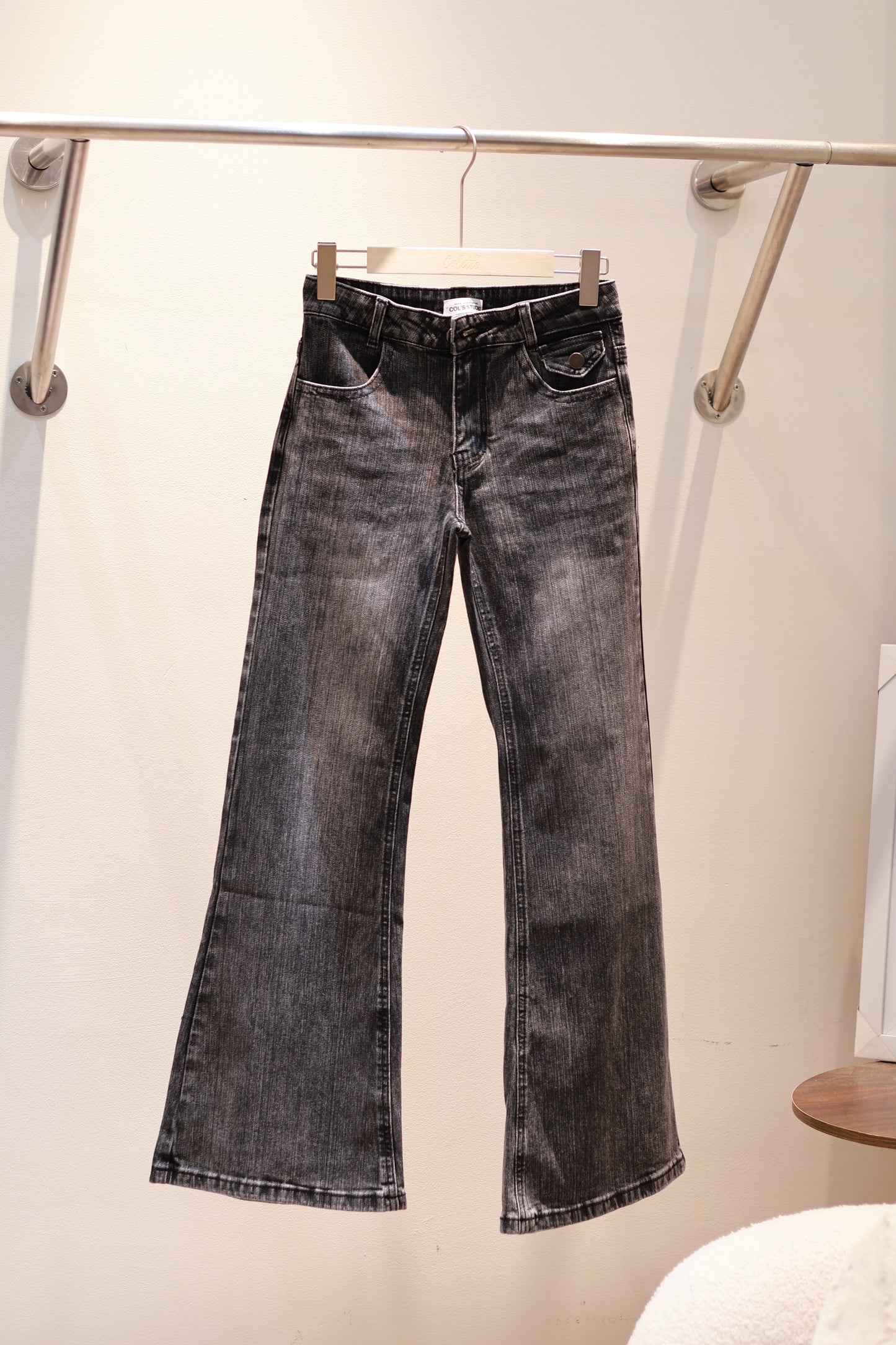 BLACK WASHED LOW RISE DENIM JEANS