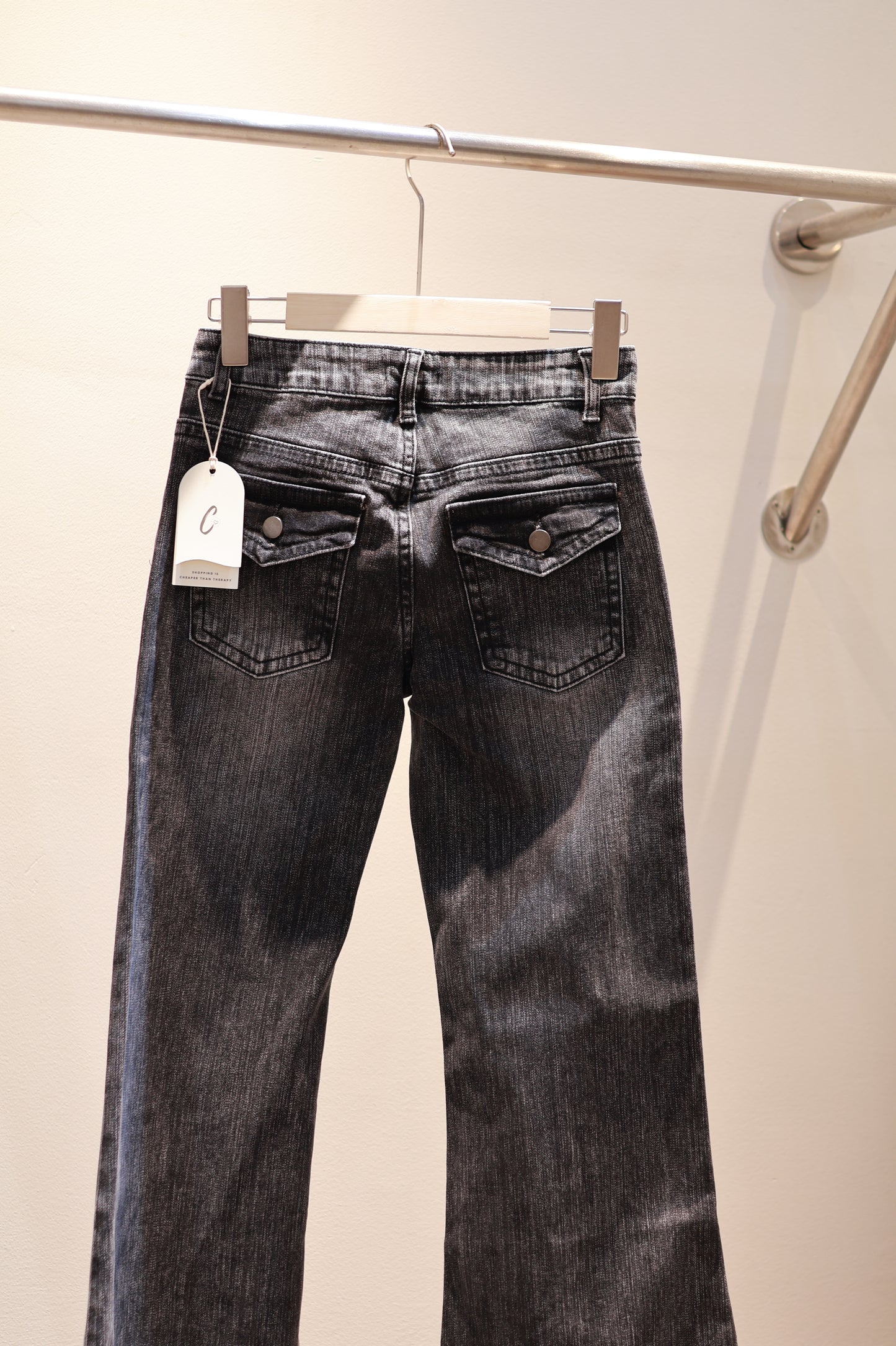 BLACK WASHED LOW RISE DENIM JEANS