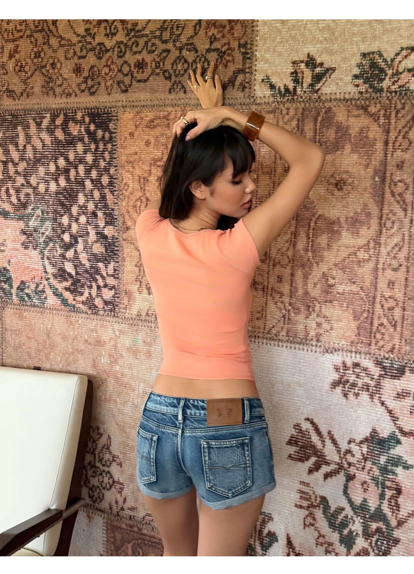 Peach Button Tee