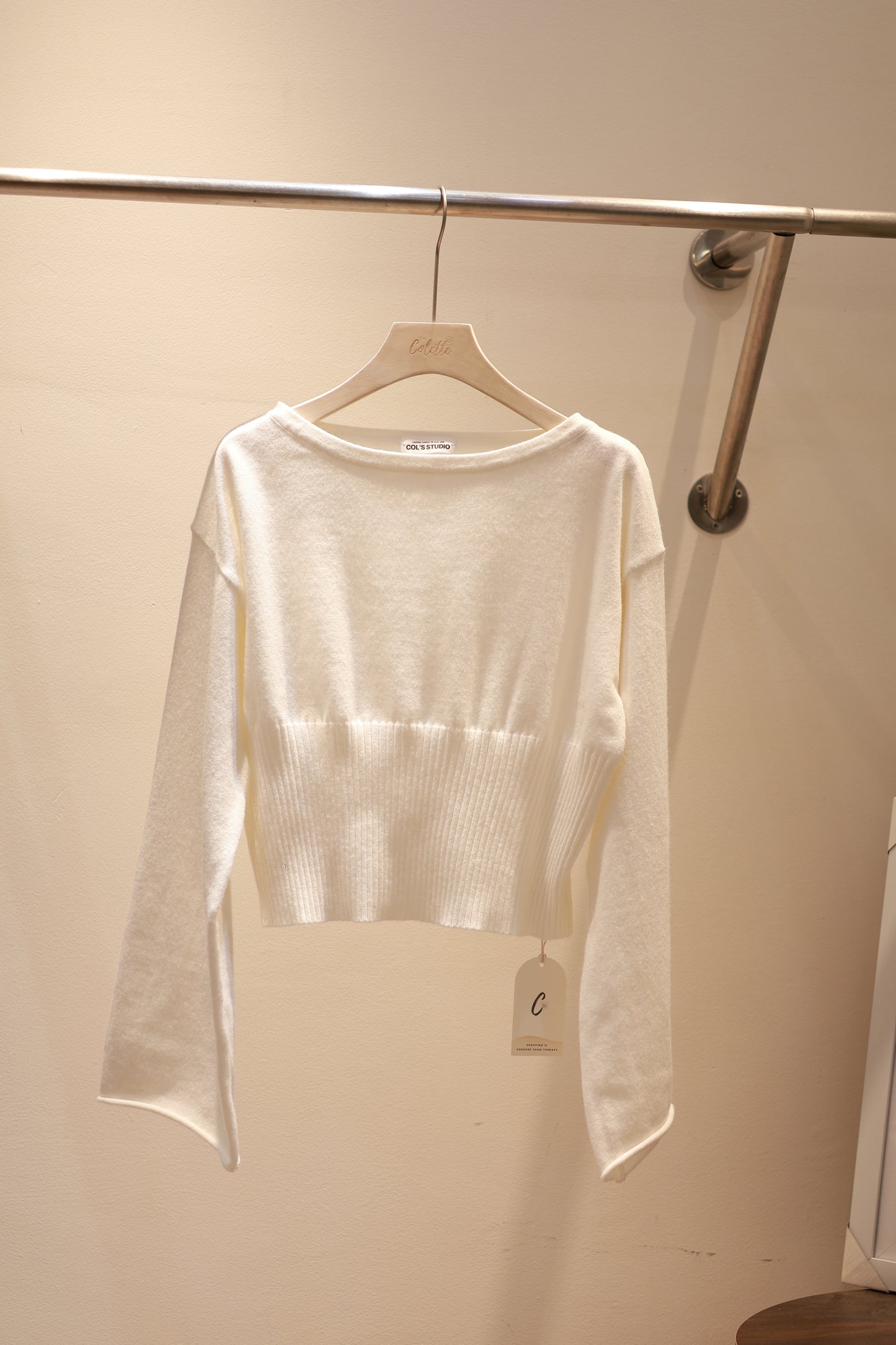 WHITE KNITTED SWEATER