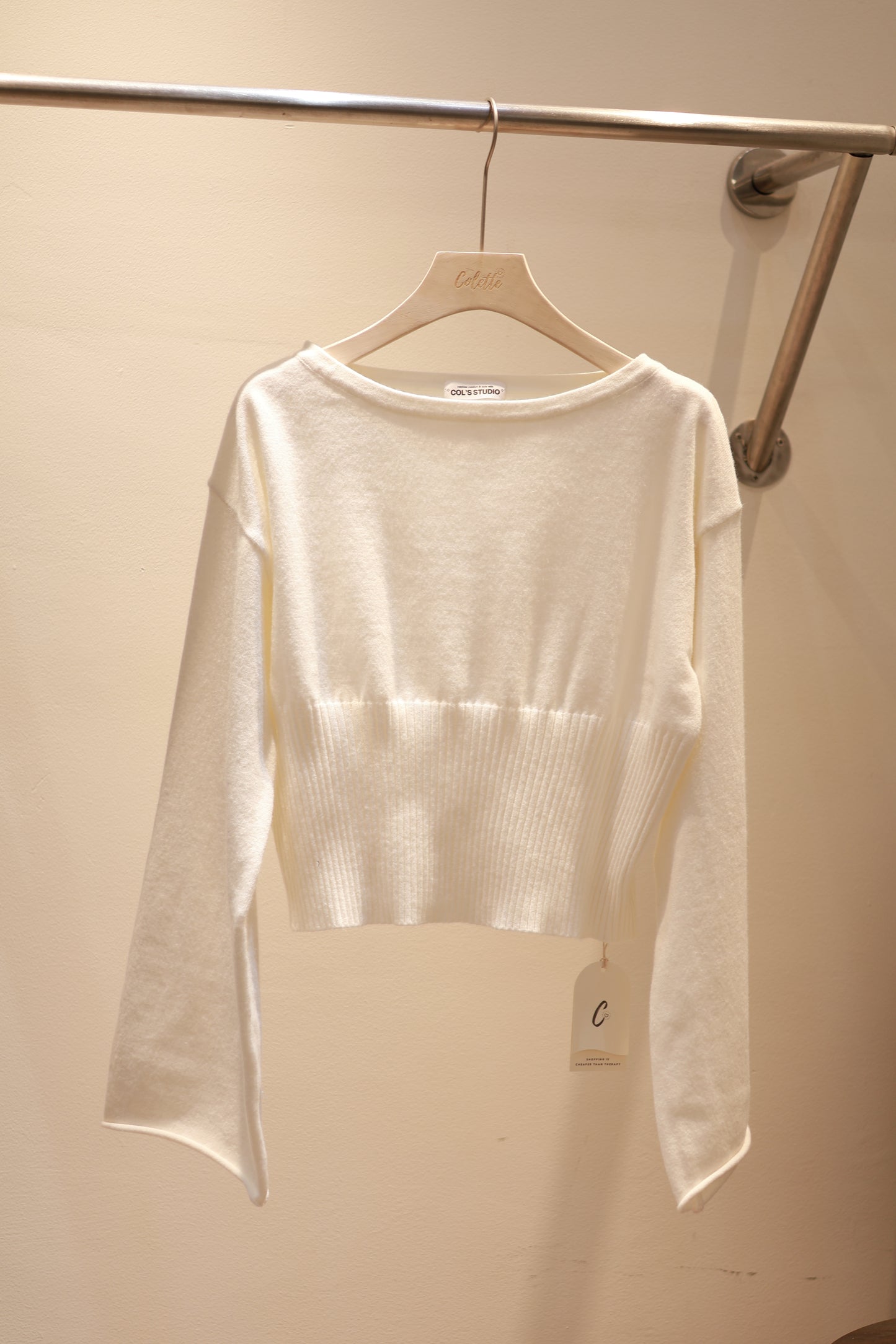 WHITE KNITTED SWEATER