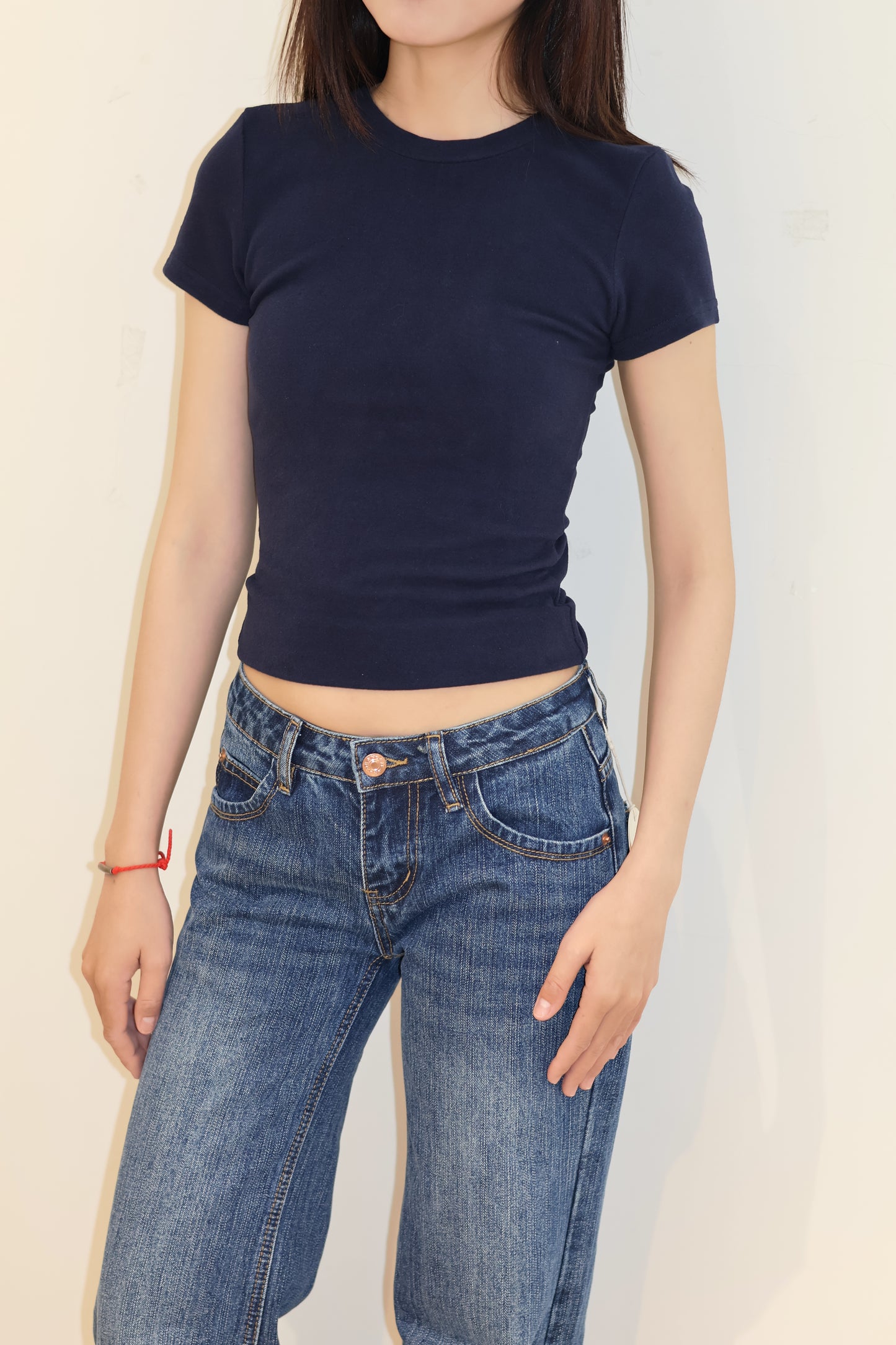 BLUE WASHED LOW RISE DENIM JEANS