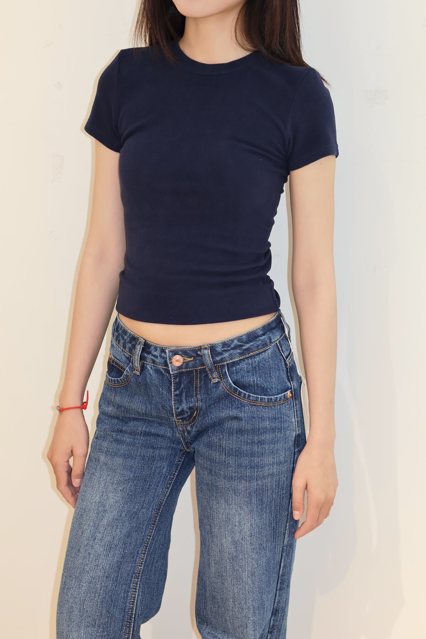 BLUE WASHED LOW RISE DENIM JEANS