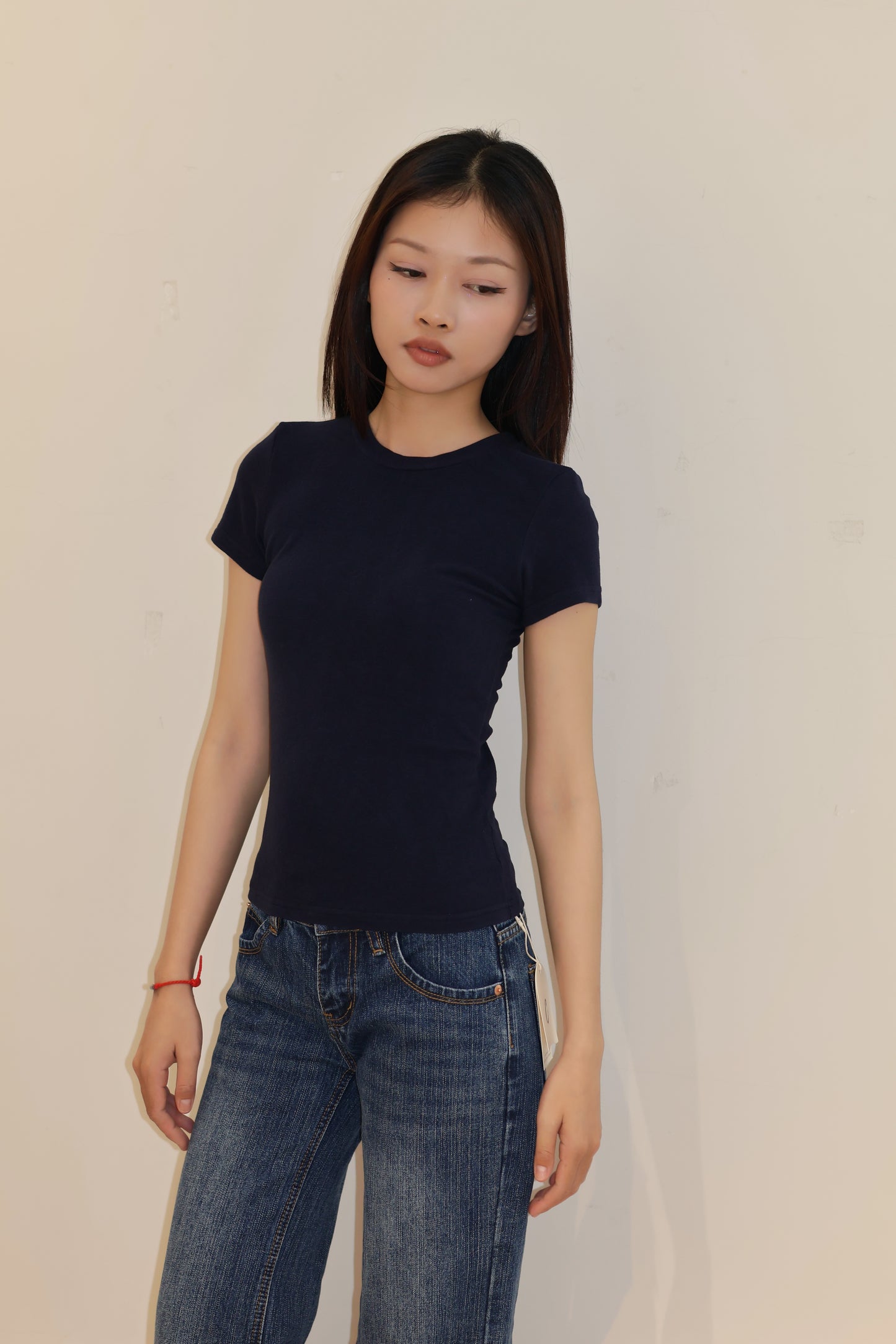 BLUE WASHED LOW RISE DENIM JEANS