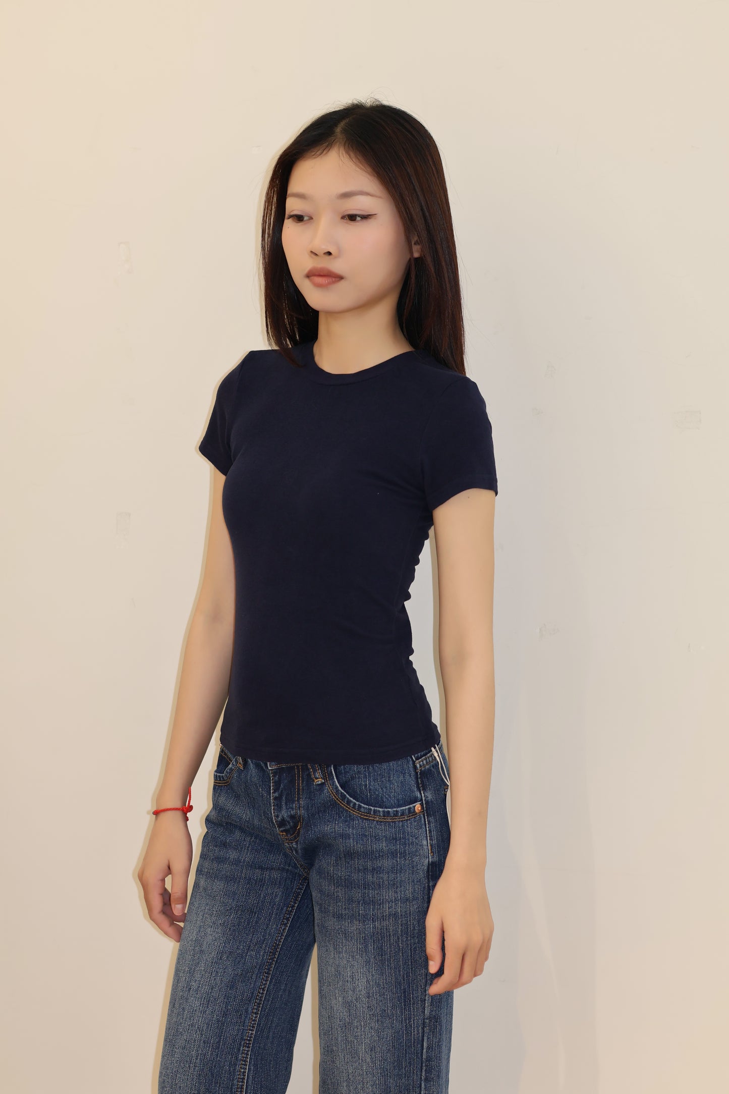 BLUE WASHED LOW RISE DENIM JEANS