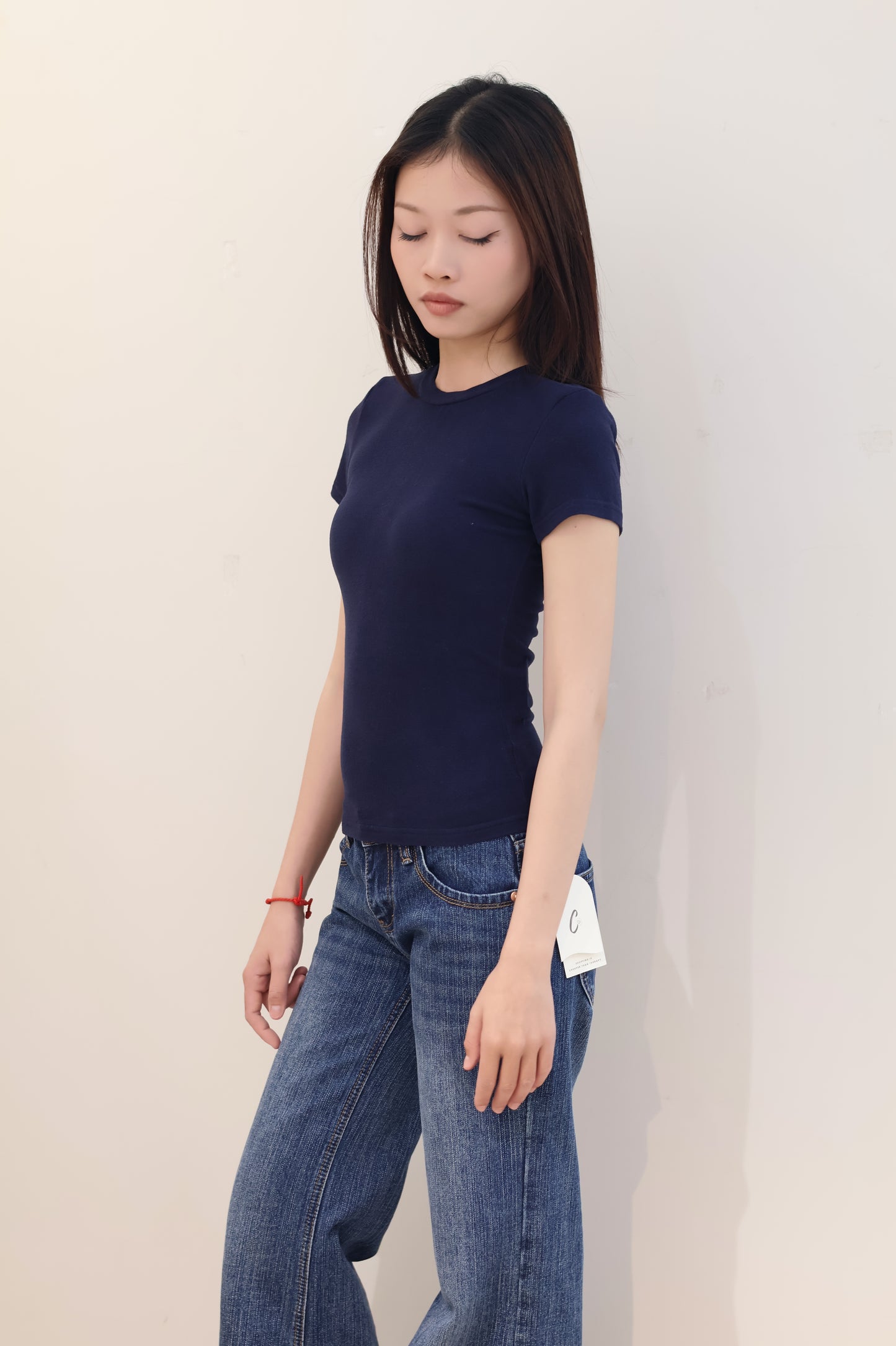 BLUE WASHED LOW RISE DENIM JEANS
