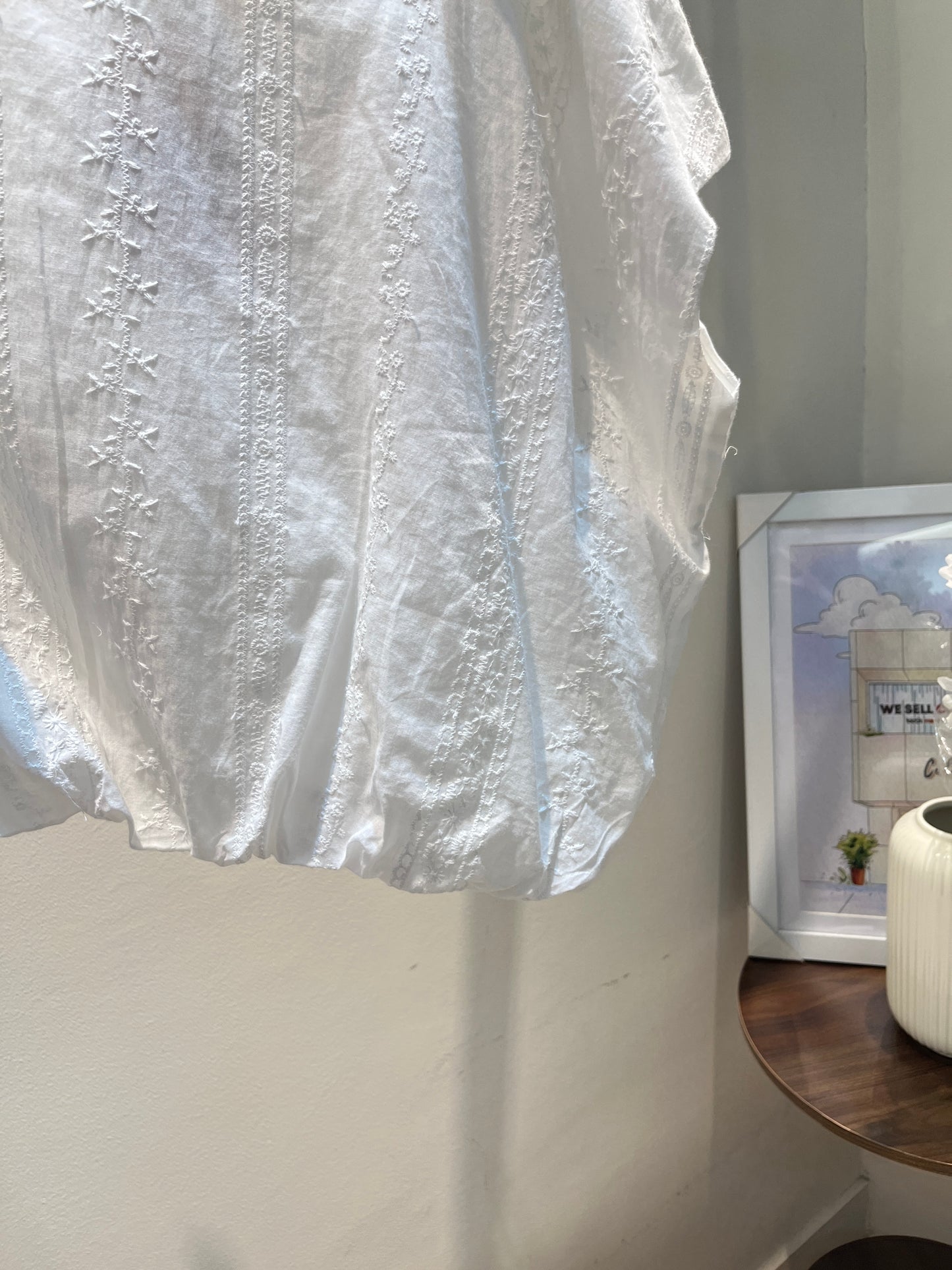 WHITE EMBROIDERED OFF SHOULDER