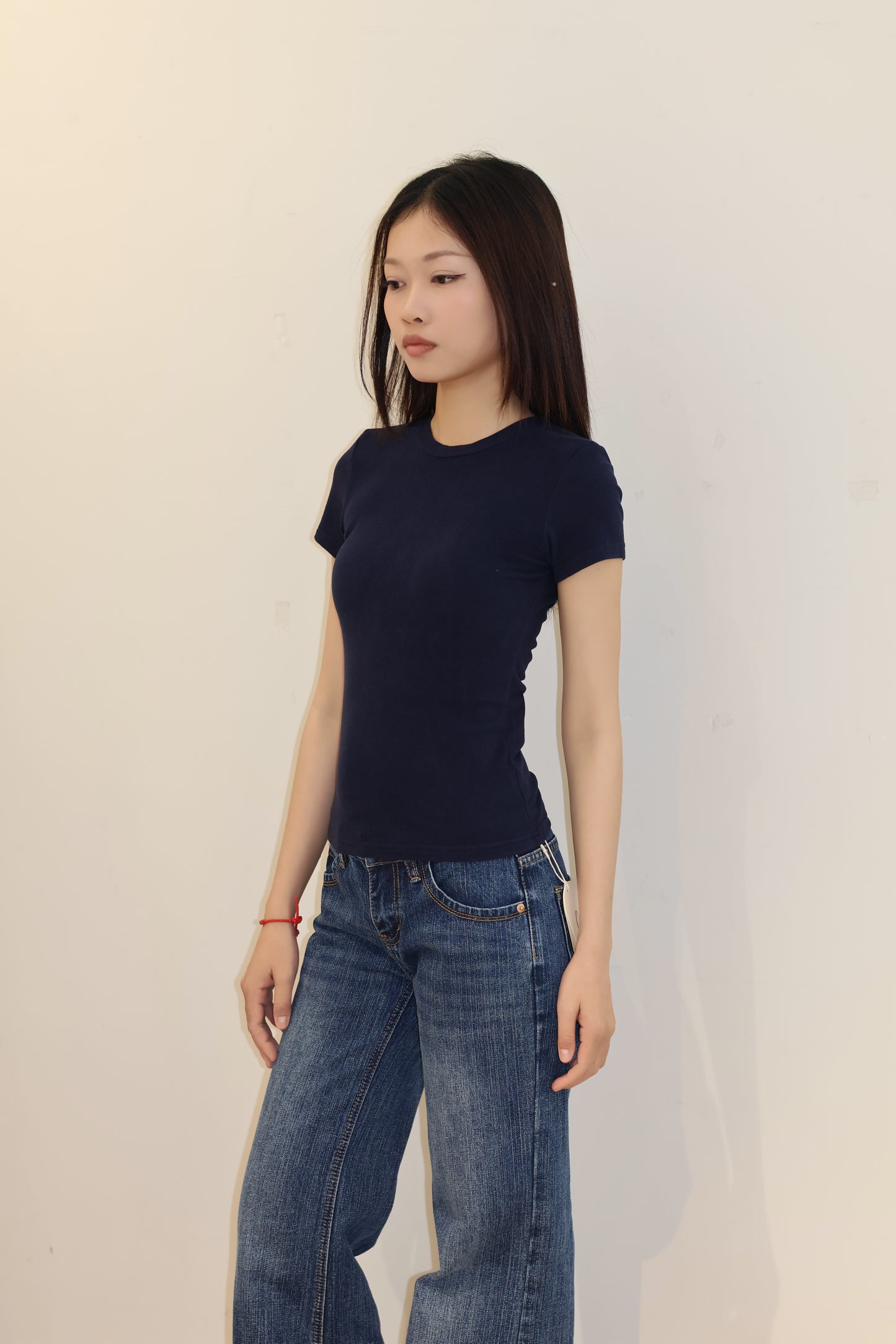BLUE WASHED LOW RISE DENIM JEANS