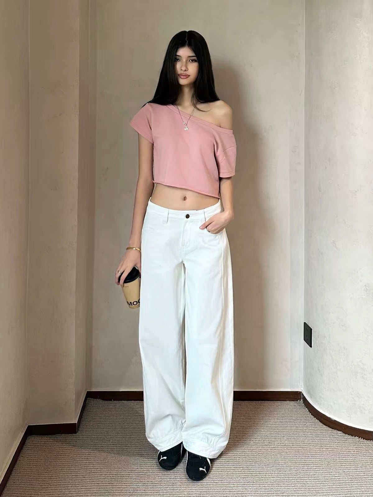 AUD White Wide-Leg Jeans