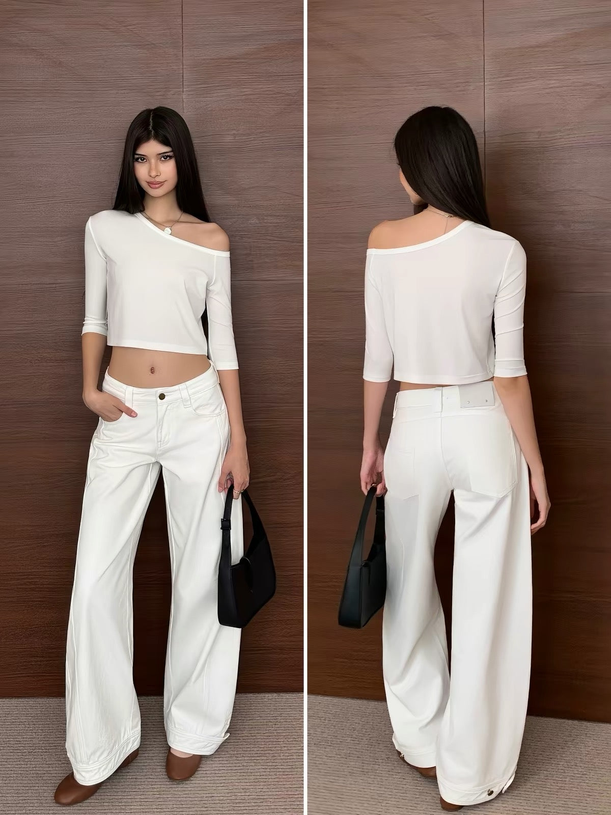 AUD White Wide-Leg Jeans