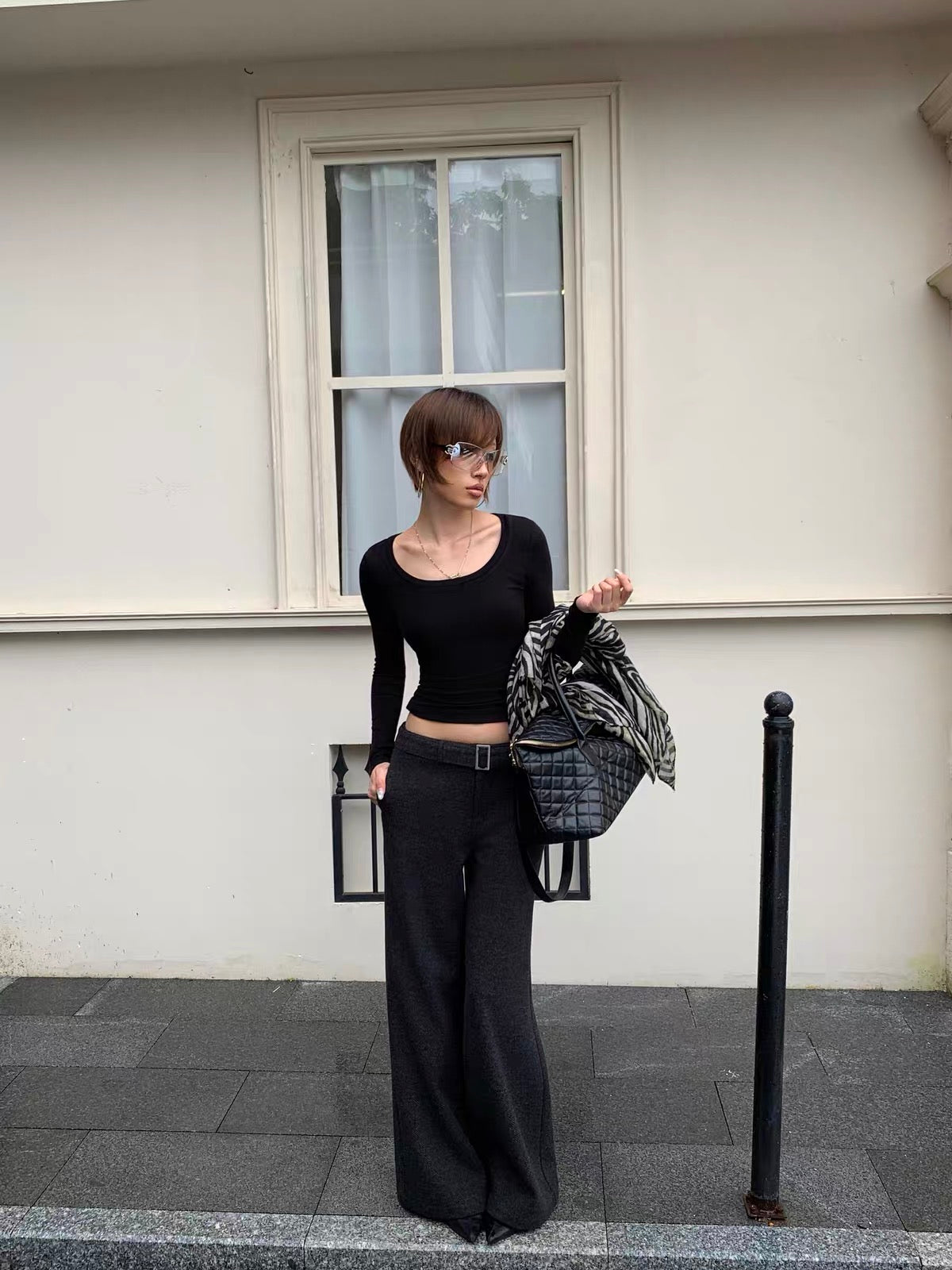 AUD Wide-Leg Casual Pants- DARK GRAY