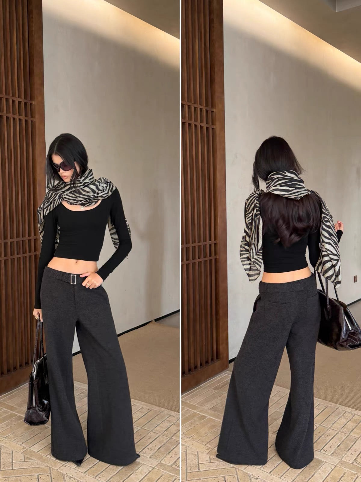 AUD Wide-Leg Casual Pants- DARK GRAY