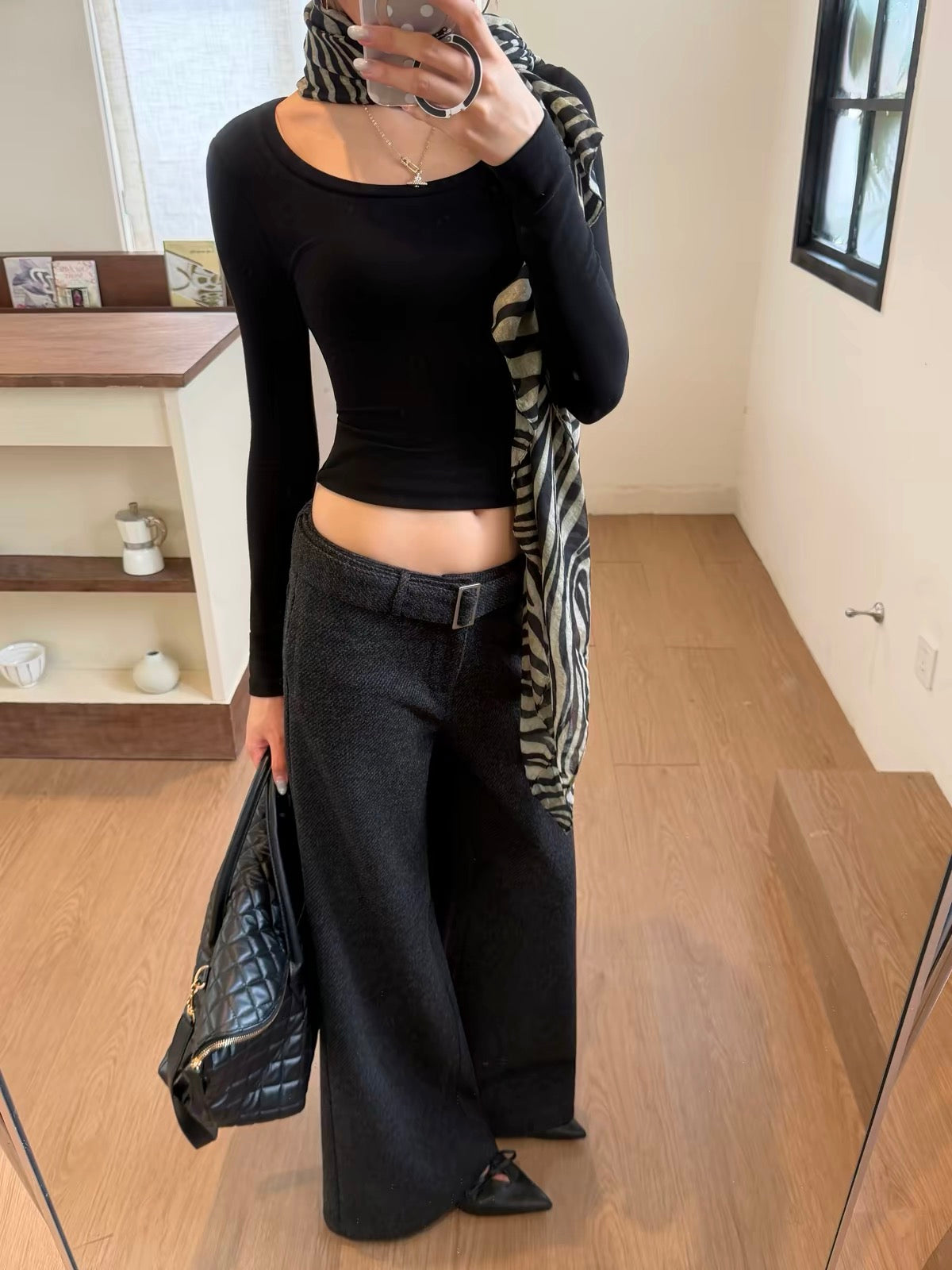 AUD Wide-Leg Casual Pants- DARK GRAY