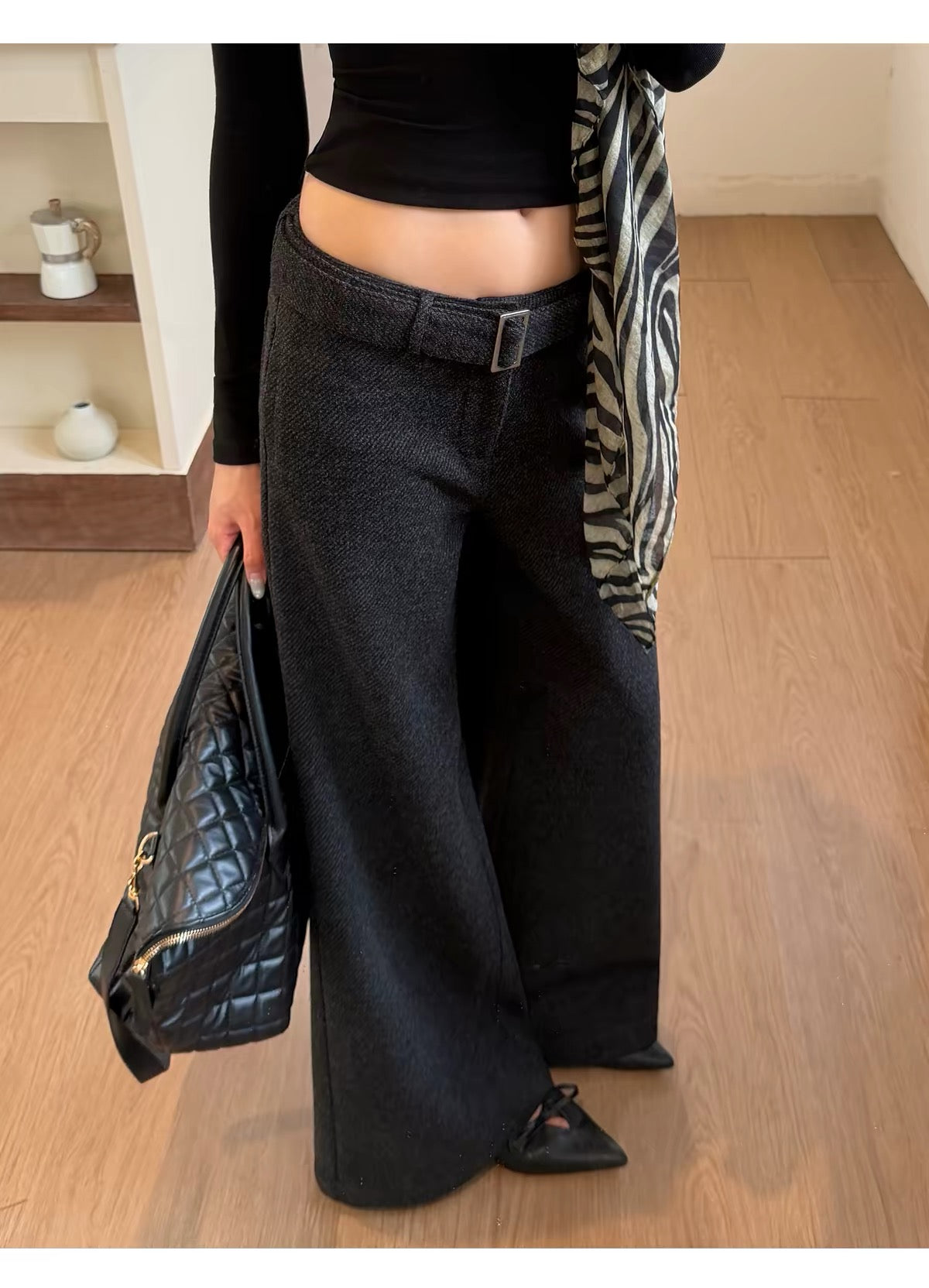 AUD Wide-Leg Casual Pants- DARK GRAY