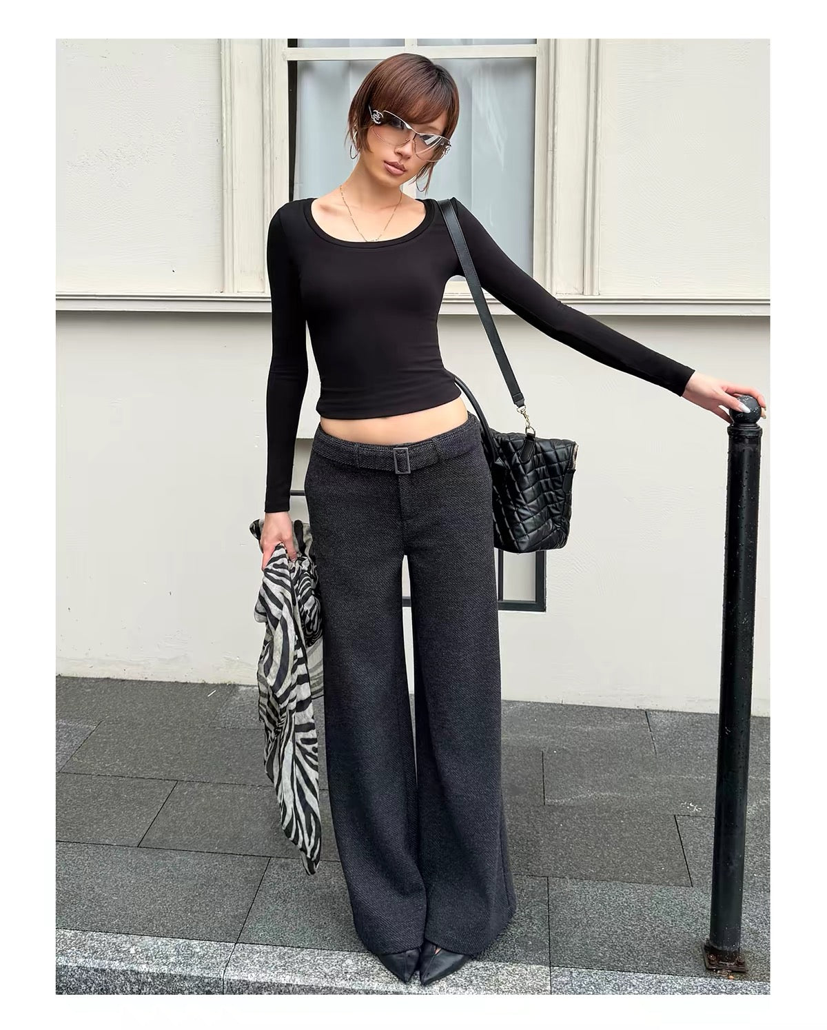 AUD Wide-Leg Casual Pants- DARK GRAY
