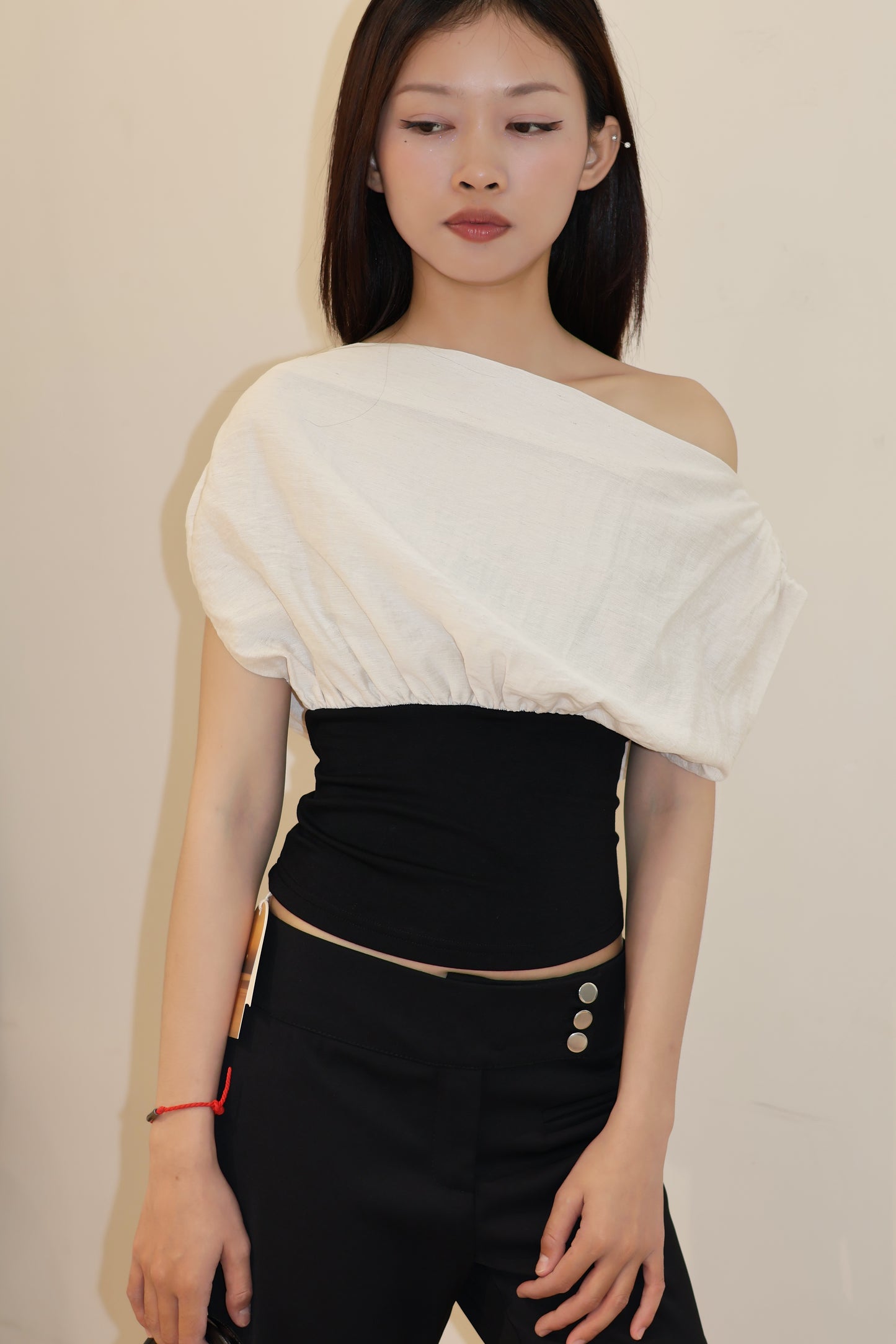 WASIT CINCH LINEN TOP