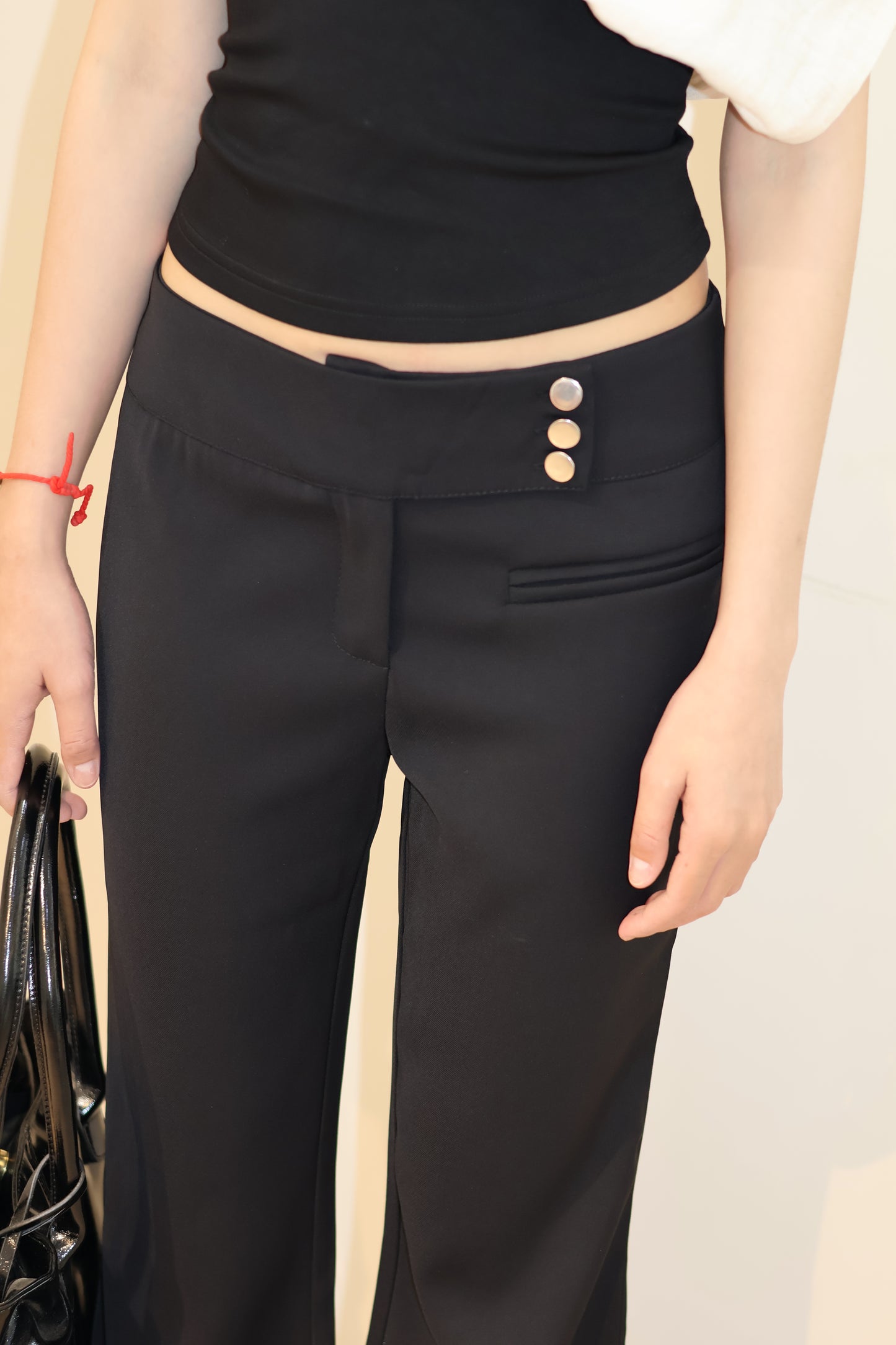 SIDE BUTTONS FLARED TROUSERS