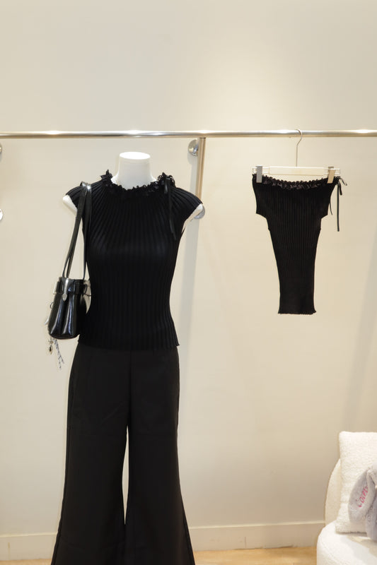 J3 black knitted off shoulder