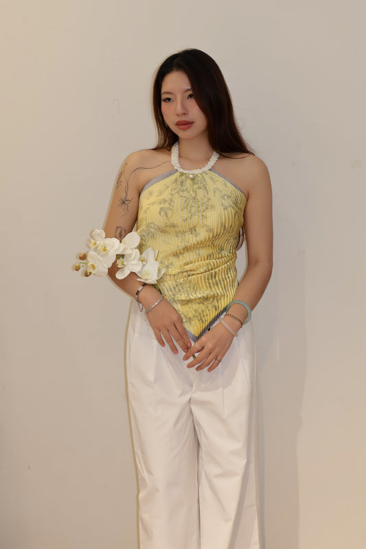 YELOW PEARL HALTER TOP