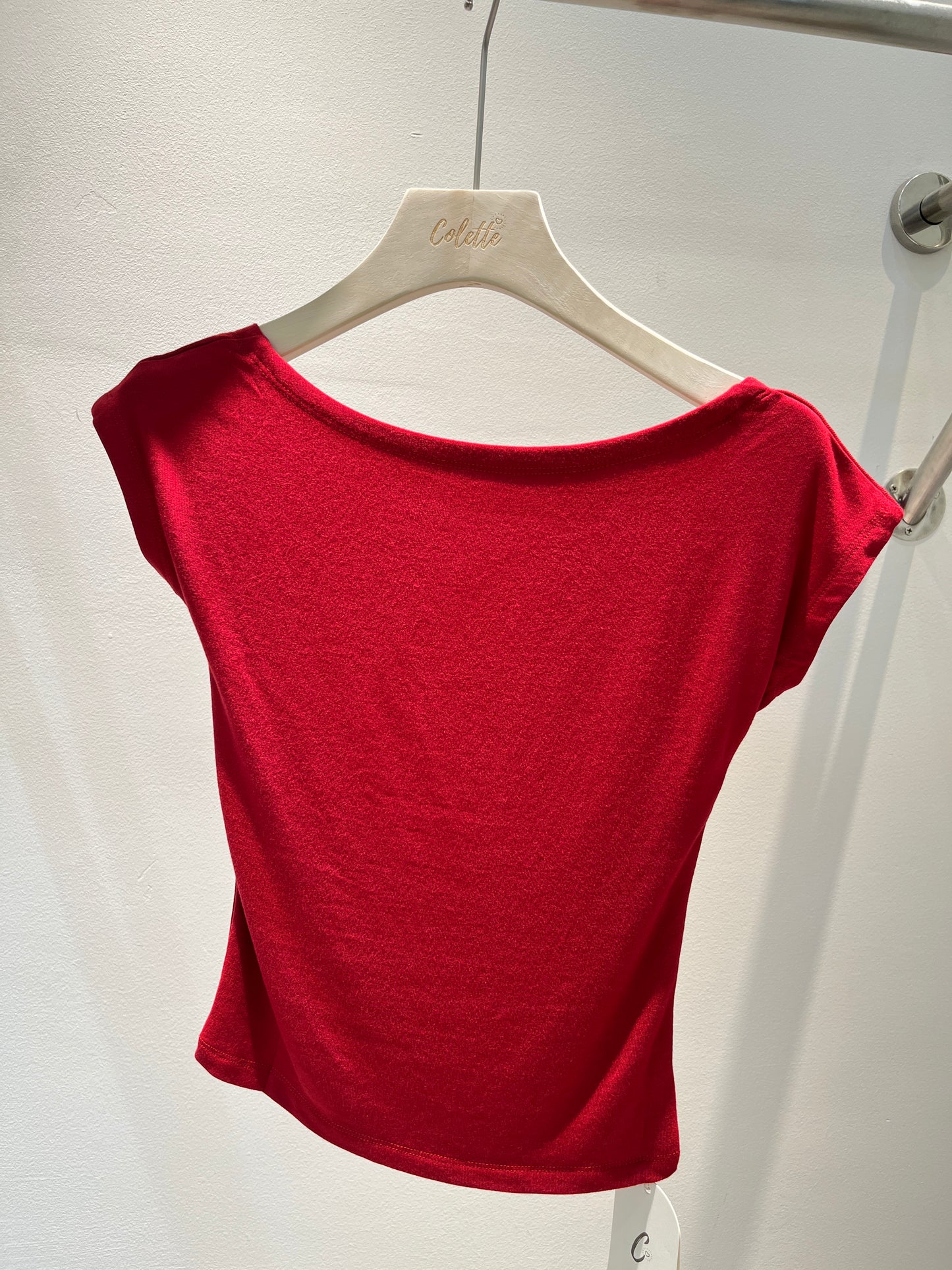 Red backless top