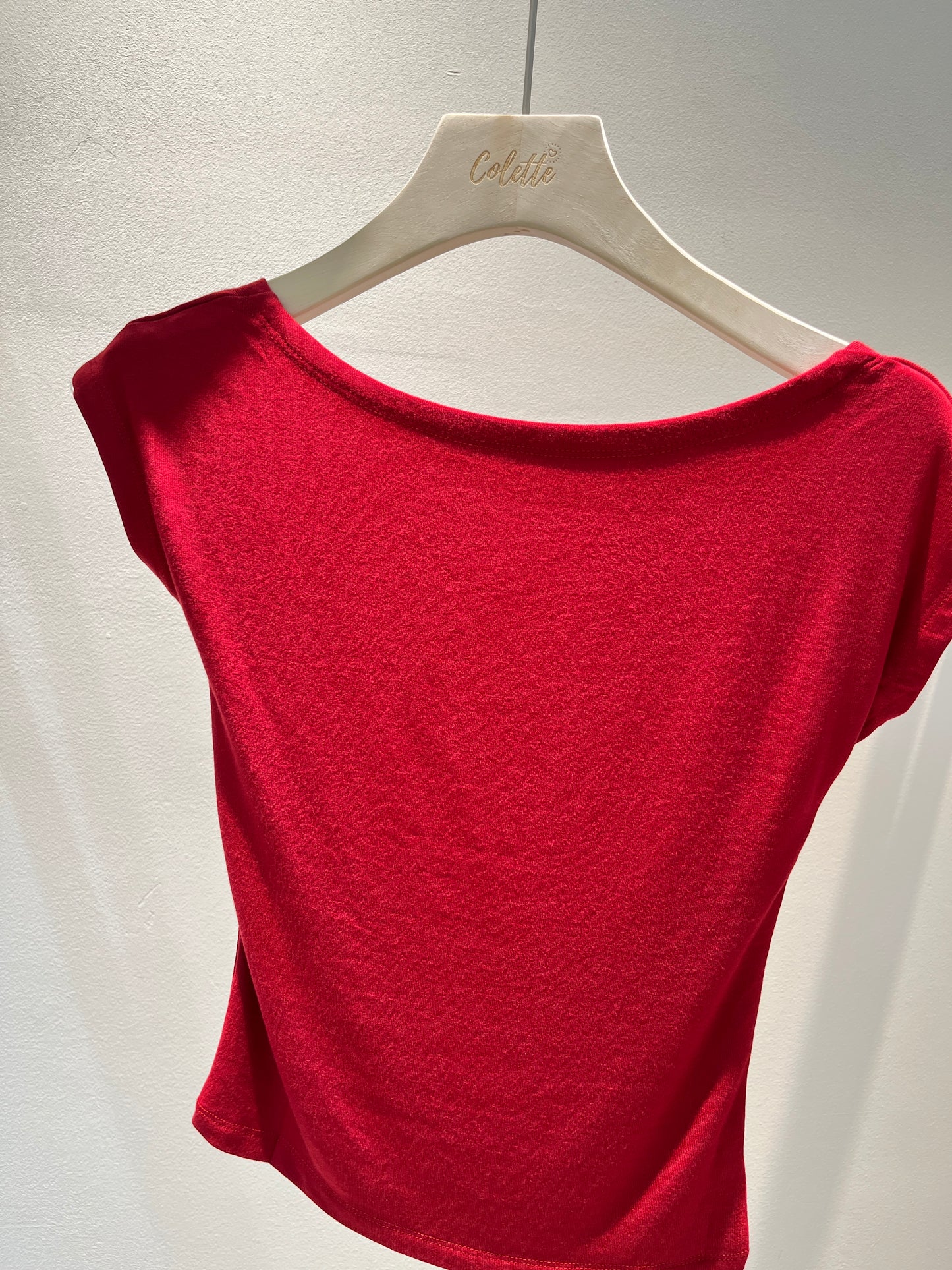 Red backless top