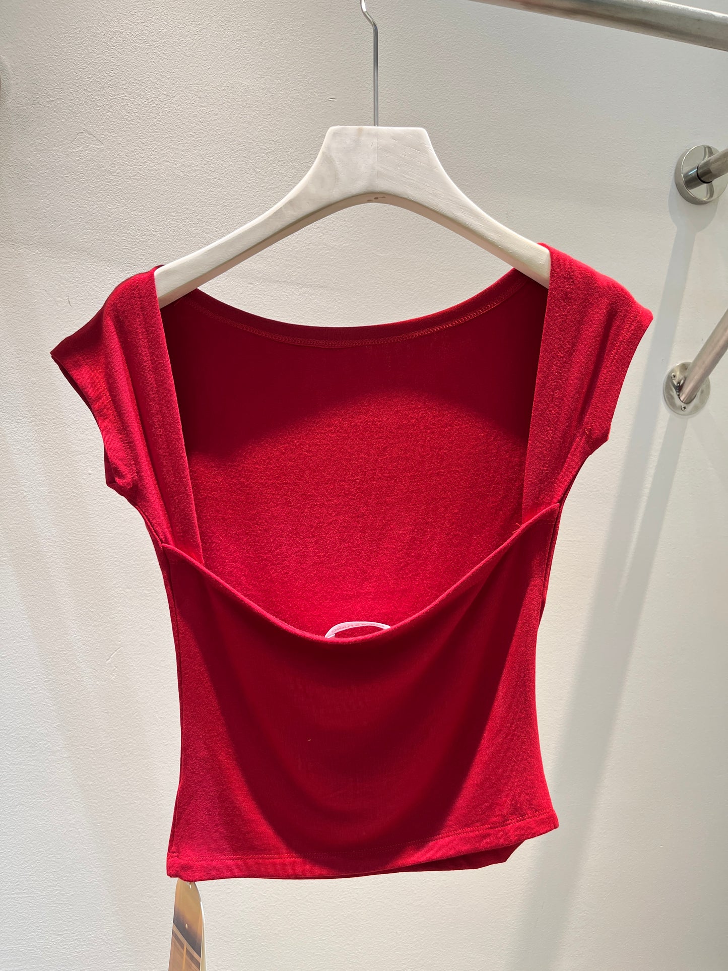 Red backless top