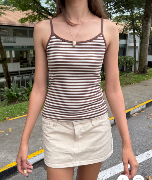 BRANDY Skylar Striped Tank - Brown