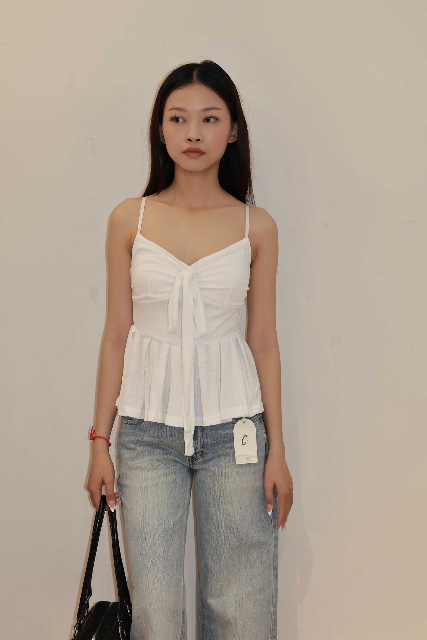 Ribbon tied flowy top