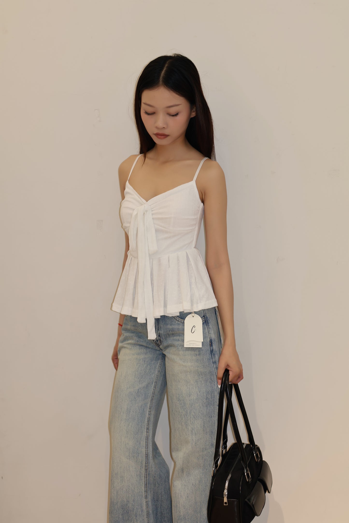Ribbon tied flowy top