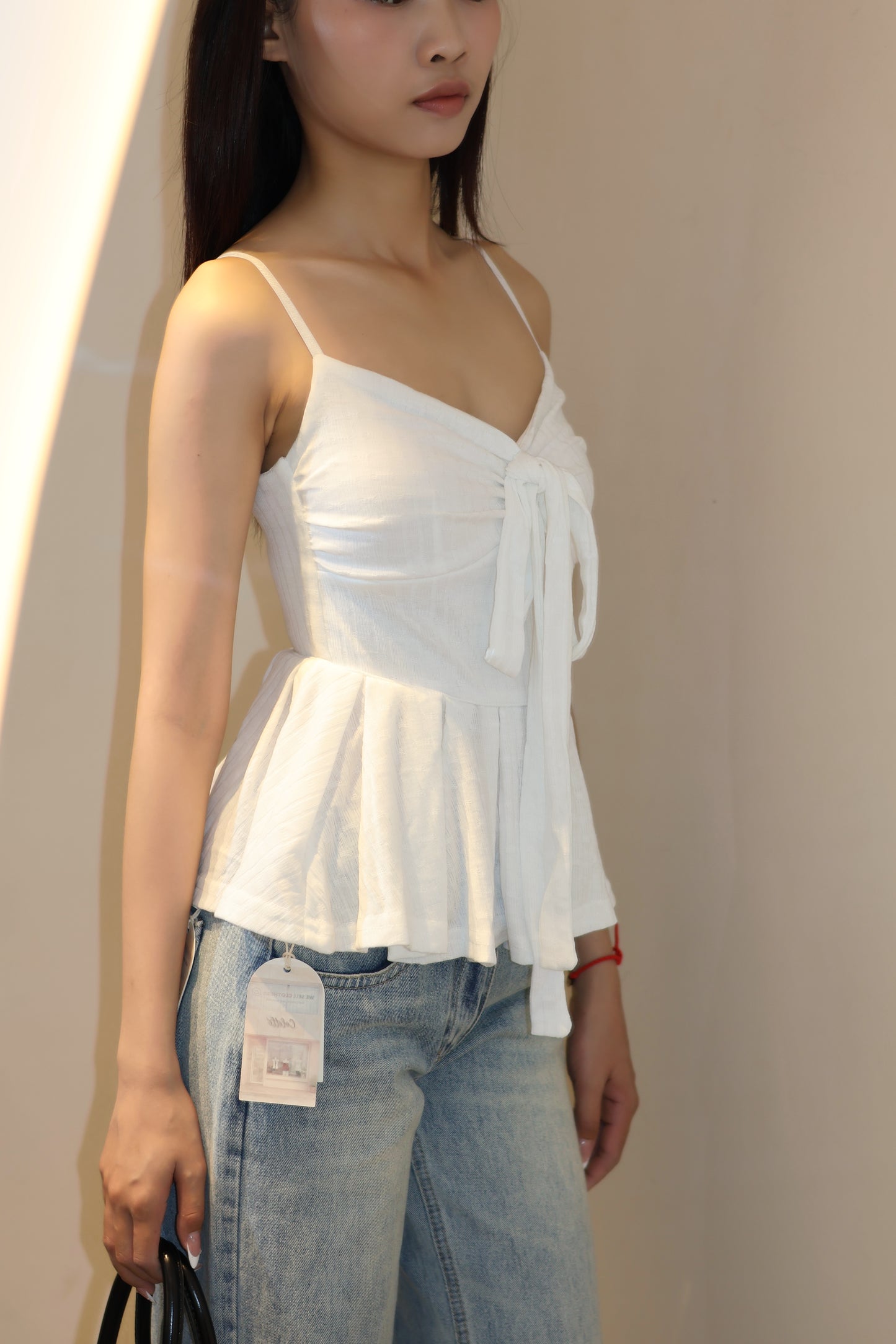 Ribbon tied flowy top