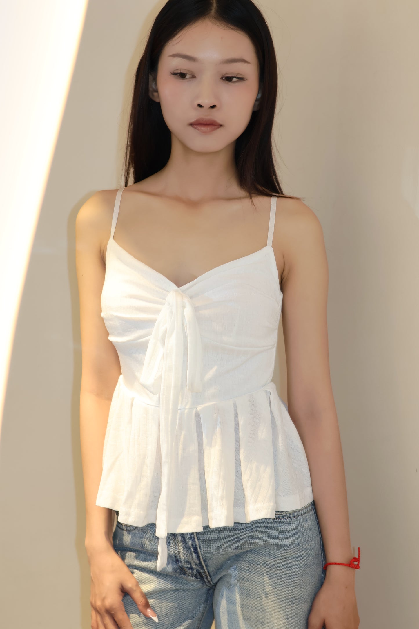 Ribbon tied flowy top