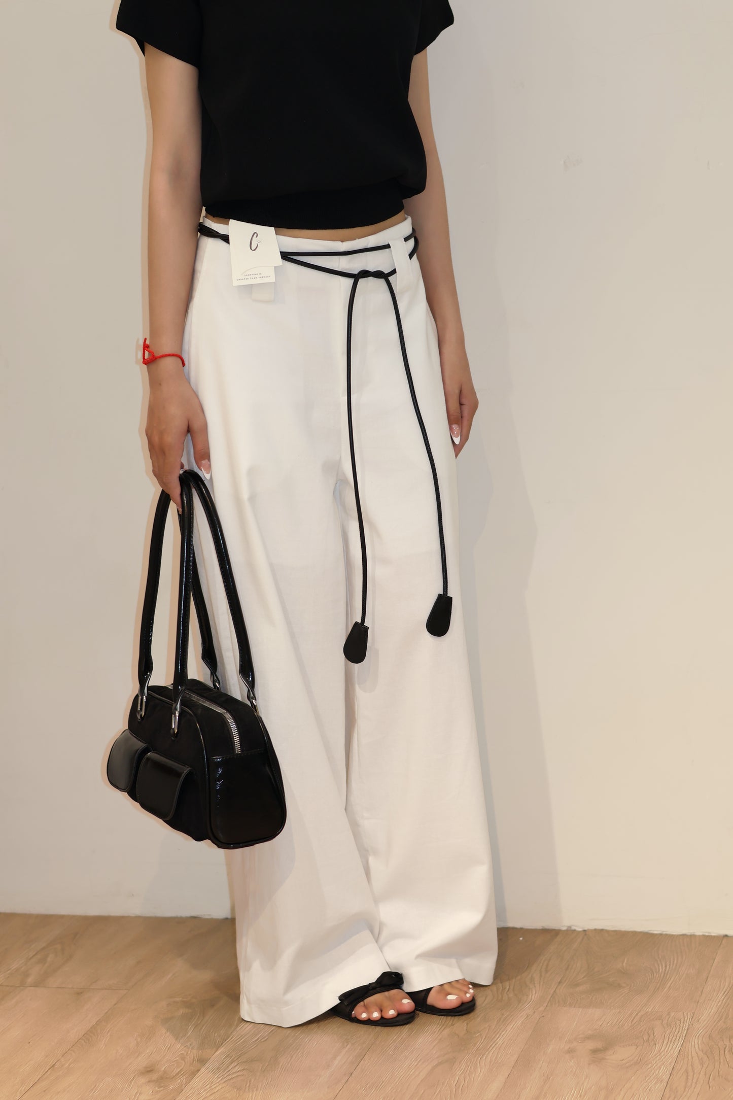 WHITE BOTTOMS W/ BLACK BELT