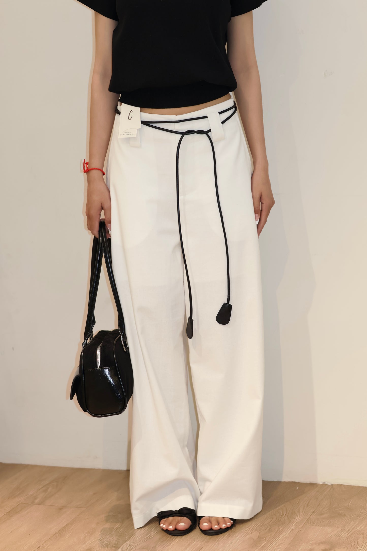 WHITE BOTTOMS W/ BLACK BELT