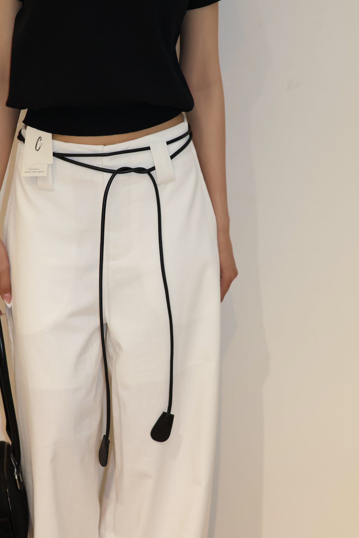 WHITE BOTTOMS W/ BLACK BELT
