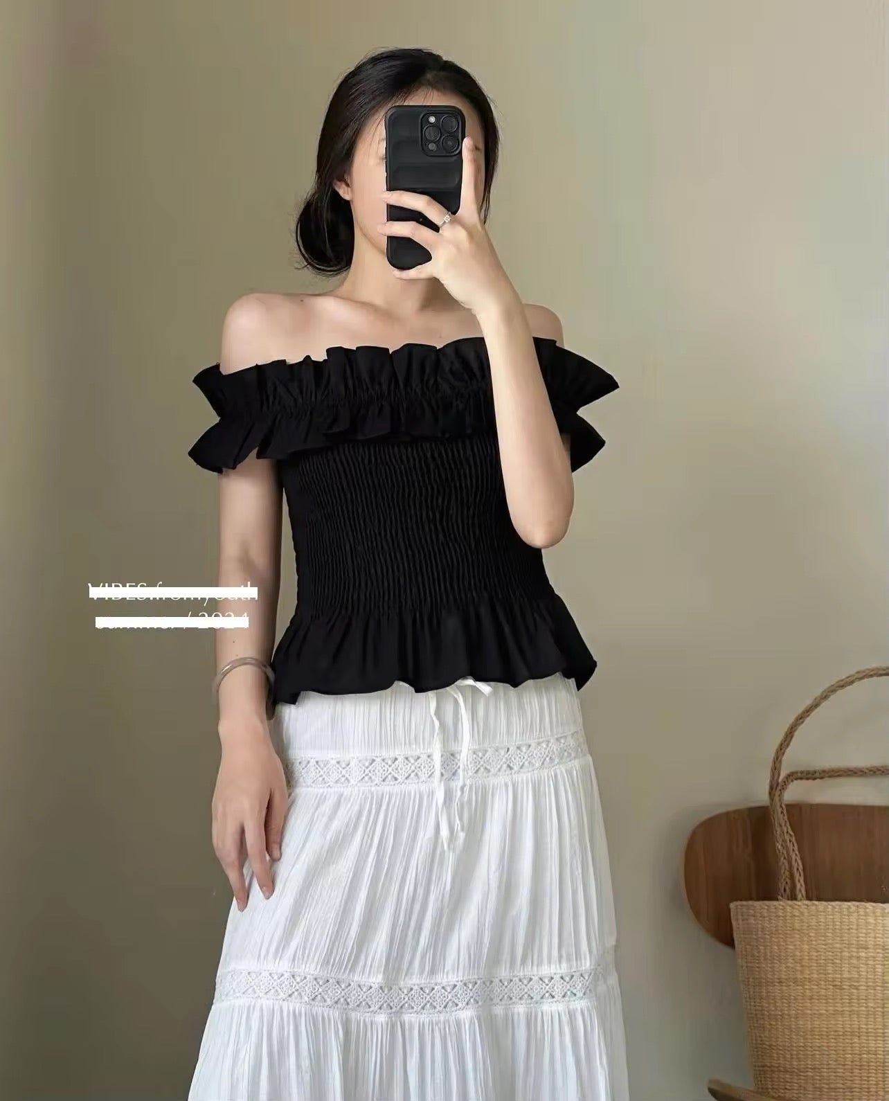 Black khaki off shoulder