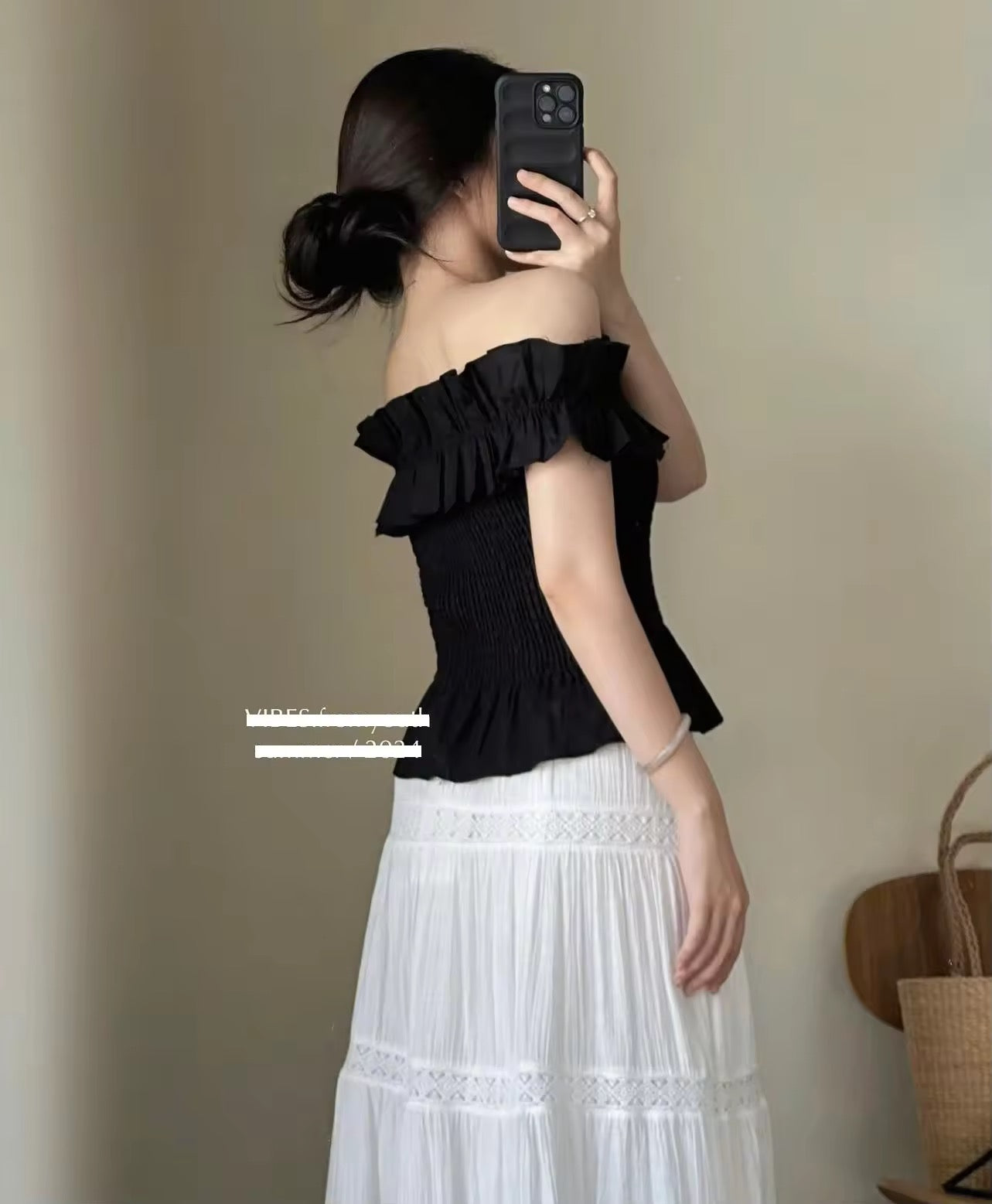 Black khaki off shoulder