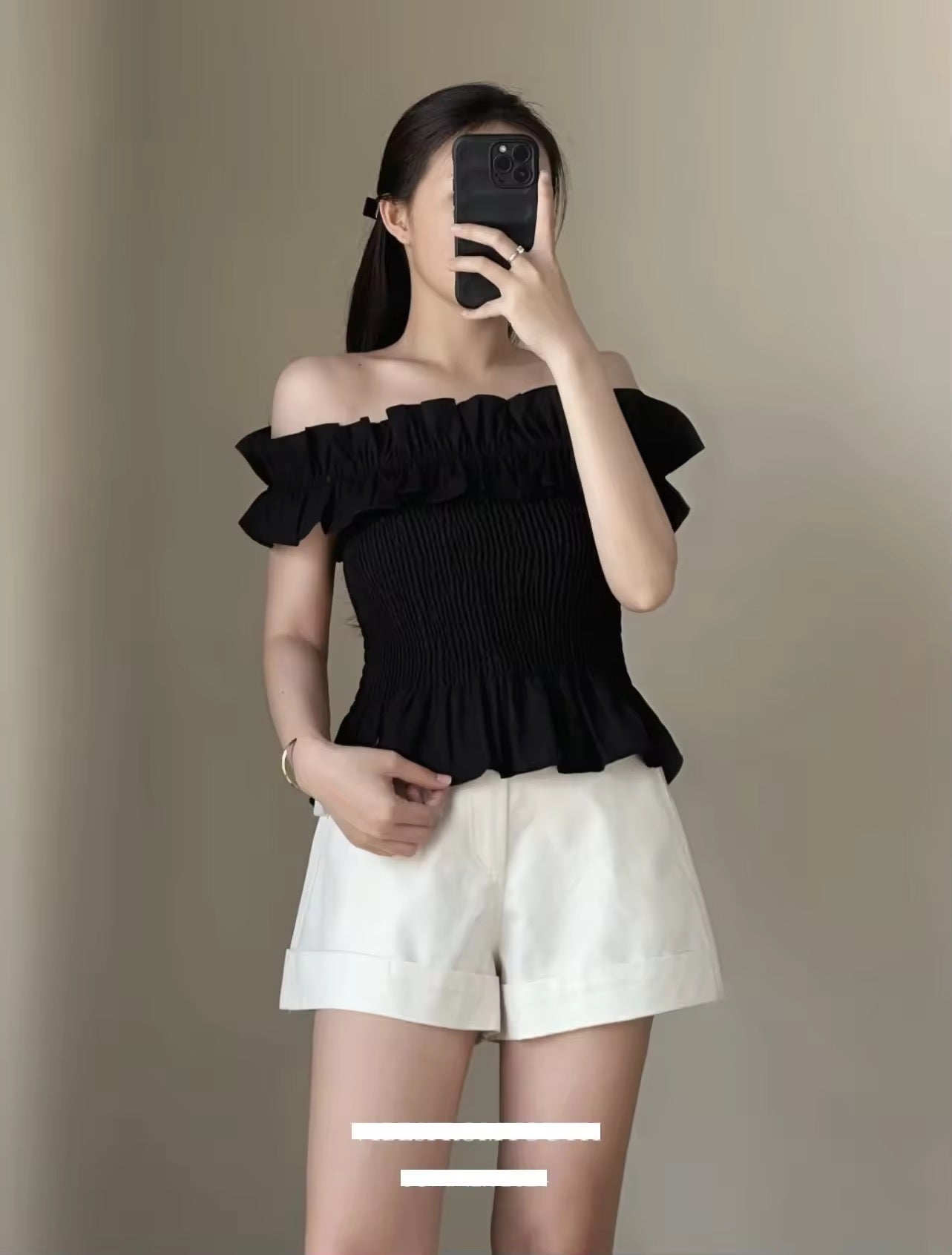 Black khaki off shoulder