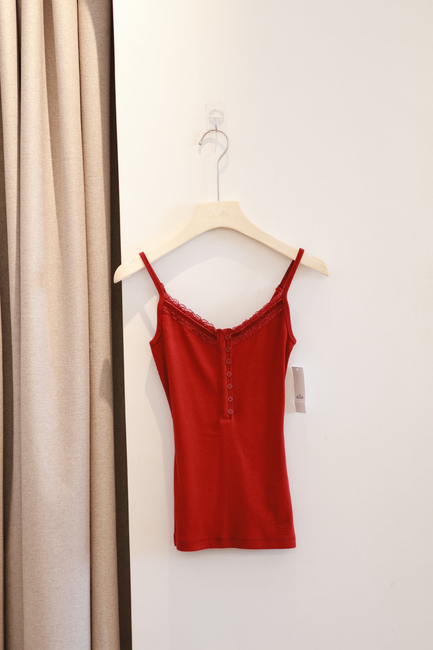 HOLLISTER Burgundy Lace Strap Tank