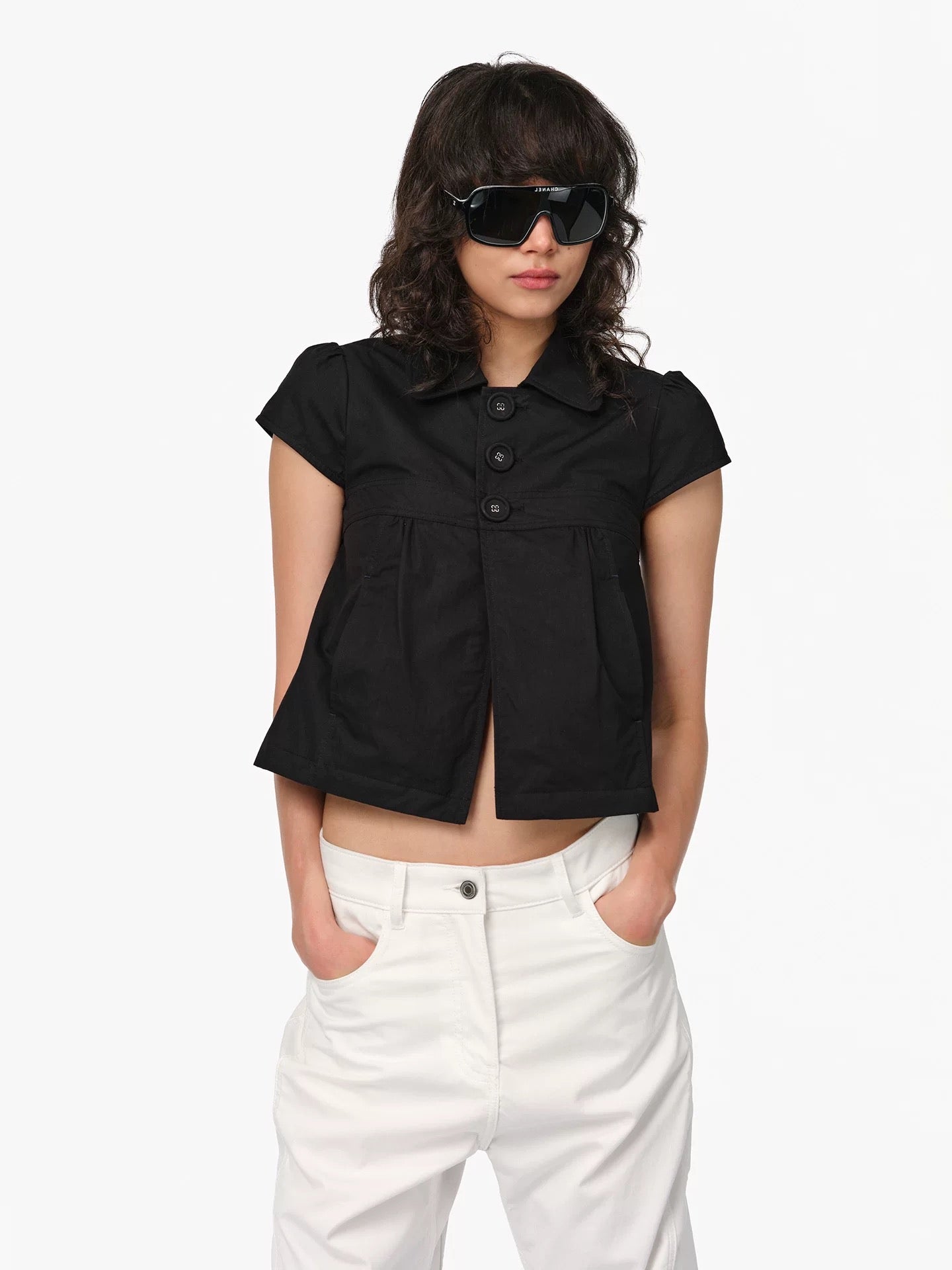 BLACK COLLR SHORT SLEEVE