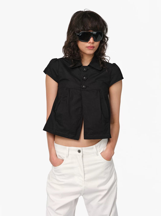 BLACK COLLR SHORT SLEEVE