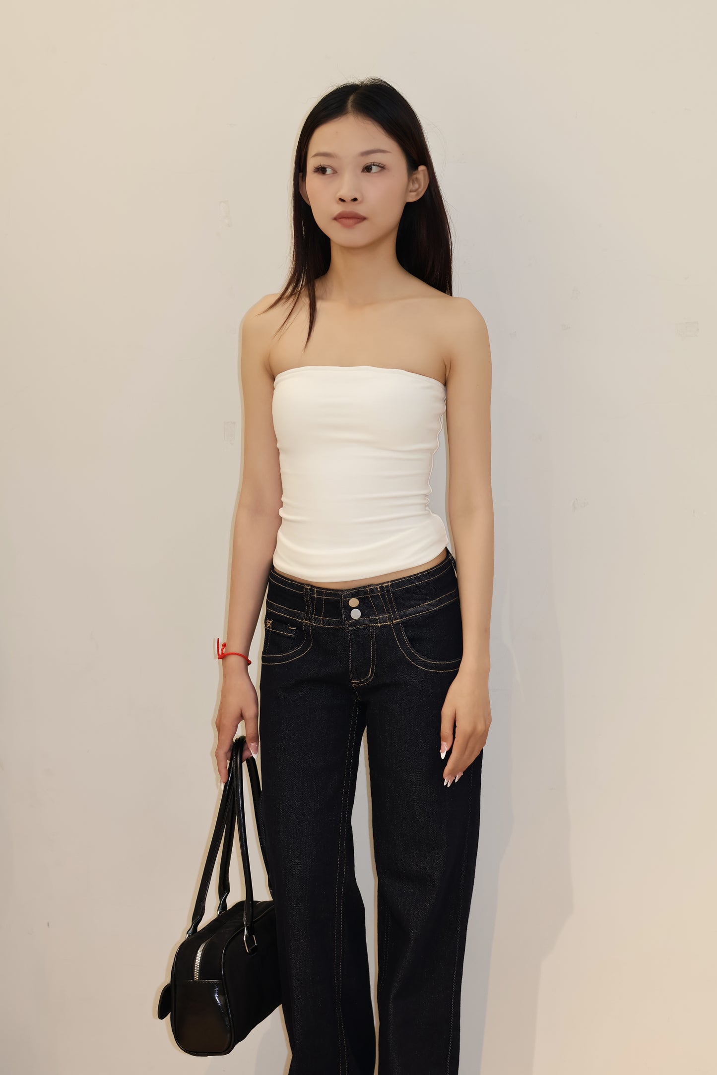 Double buttoned flared denim jeans
