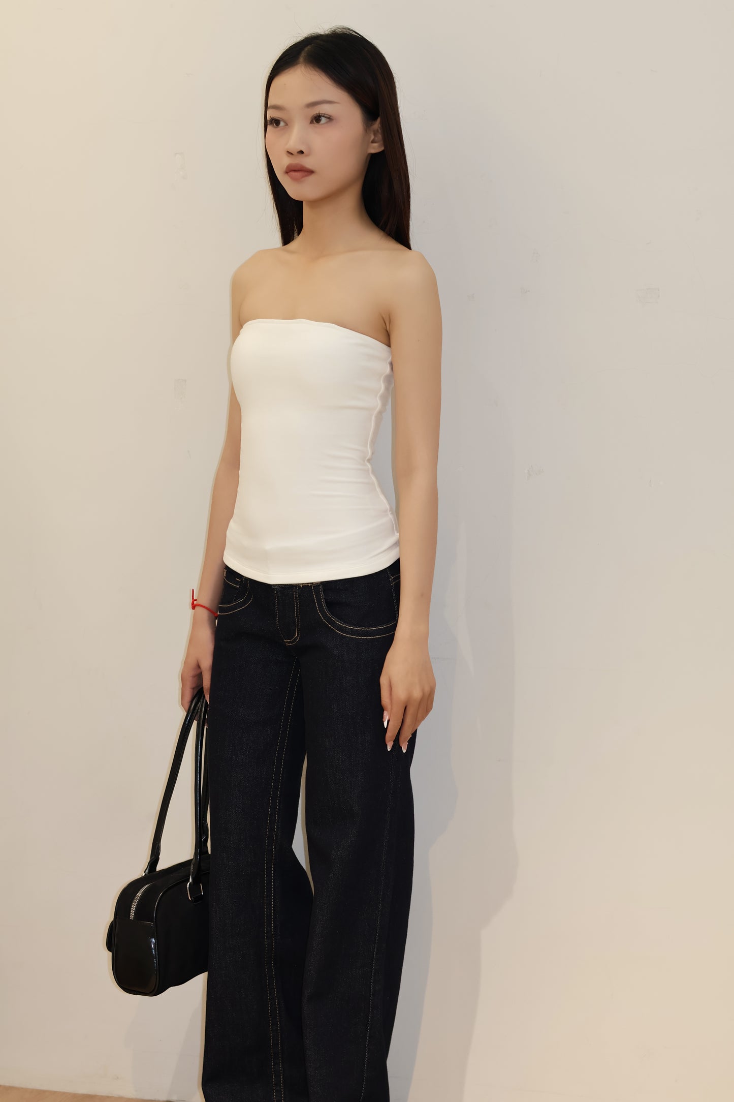 Double buttoned flared denim jeans