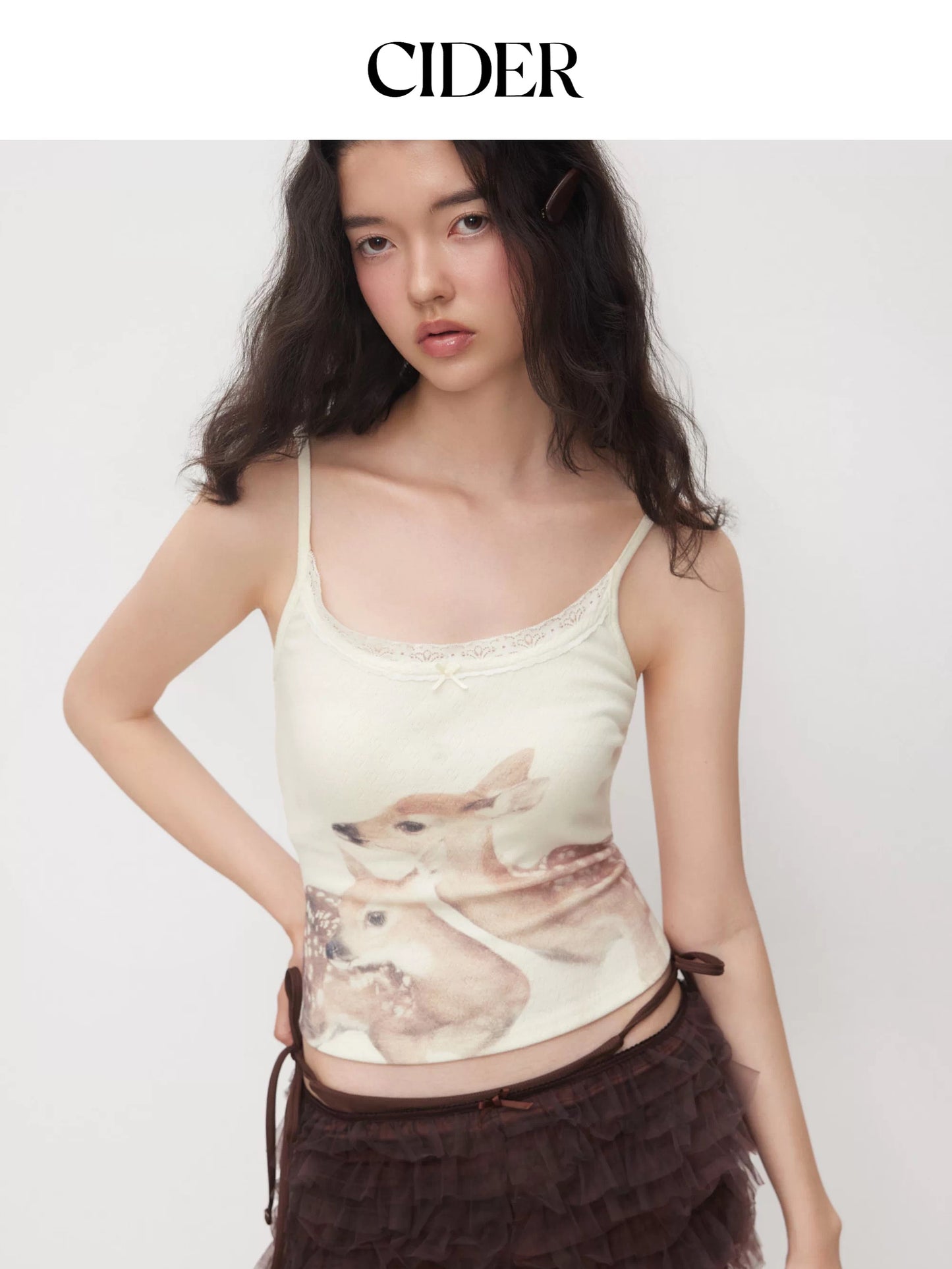 CIDER DEER LACE CAMI TOP